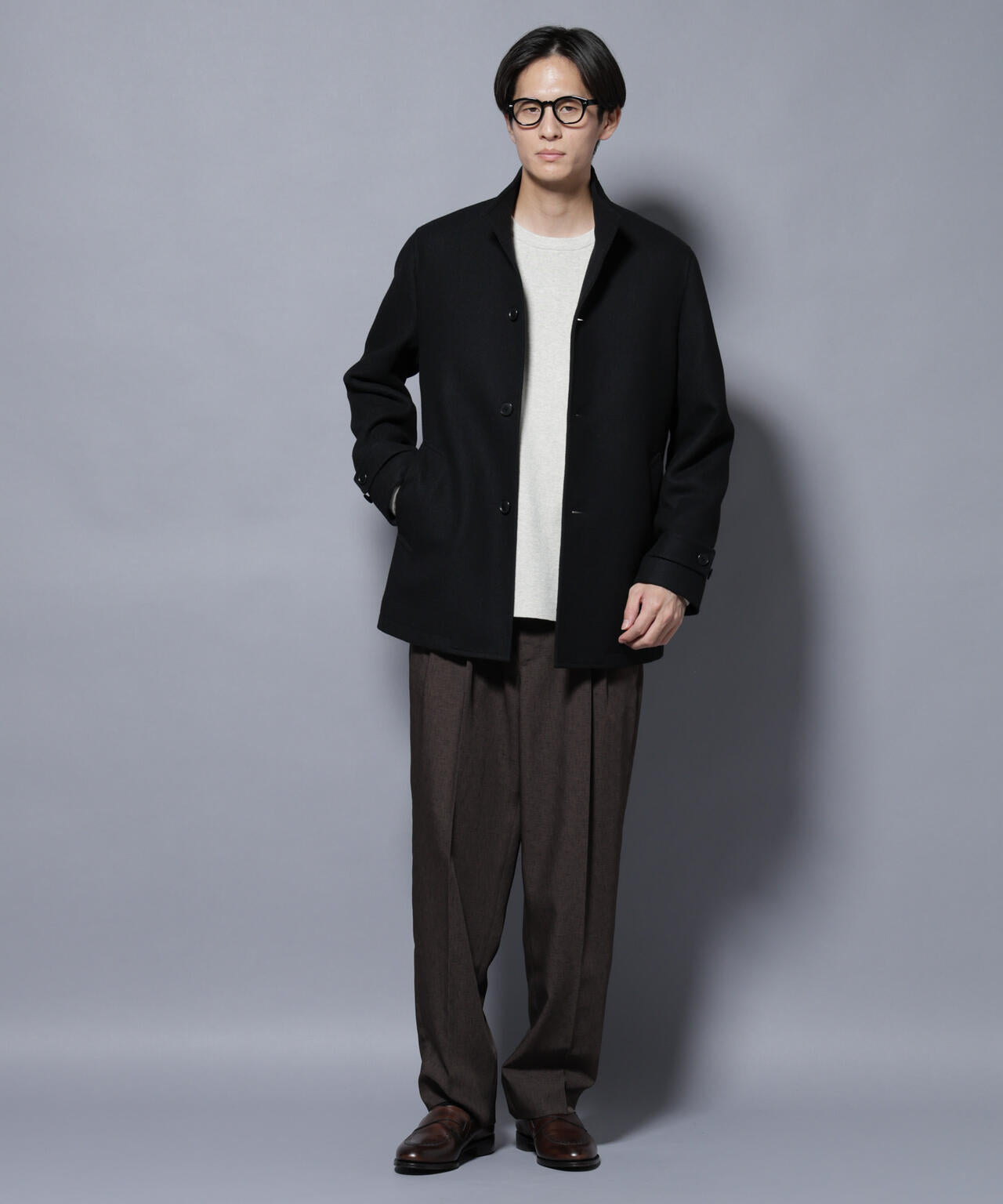 ウール/Nメルトンスタンドカラーコート 6725211208