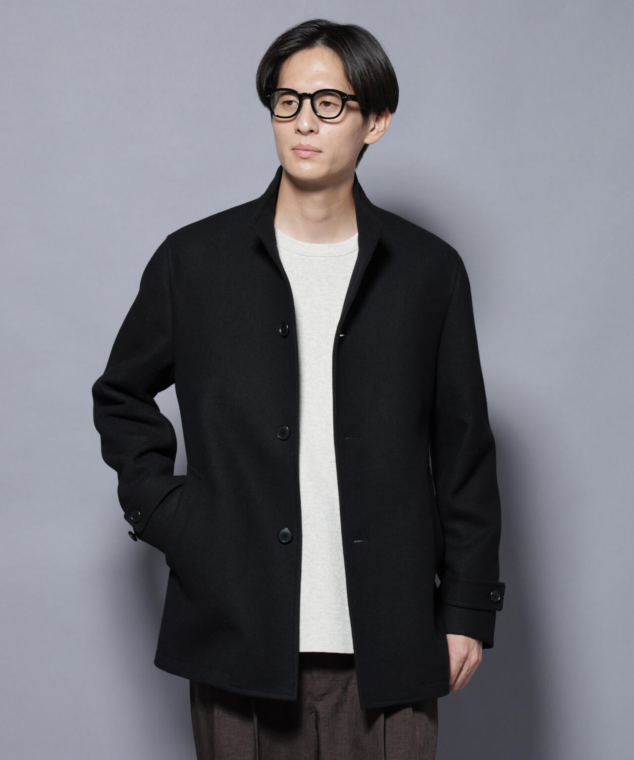 ウール/Nメルトンスタンドカラーコート 6725211208