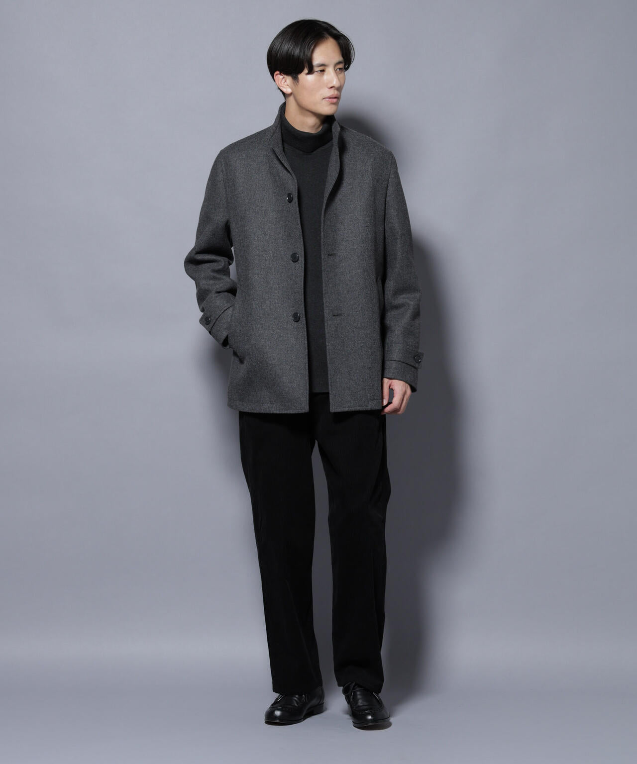 ウール/Nメルトンスタンドカラーコート 6725211208