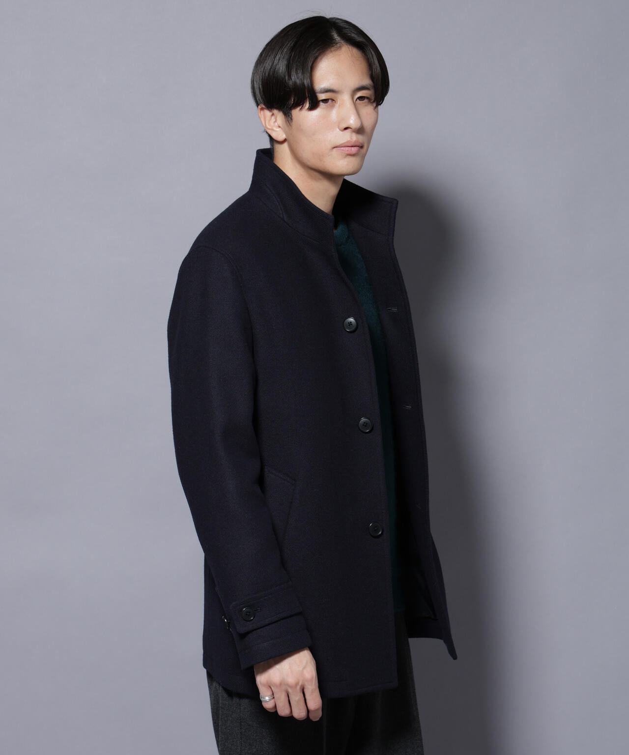 ウール/Nメルトンスタンドカラーコート 6725211208