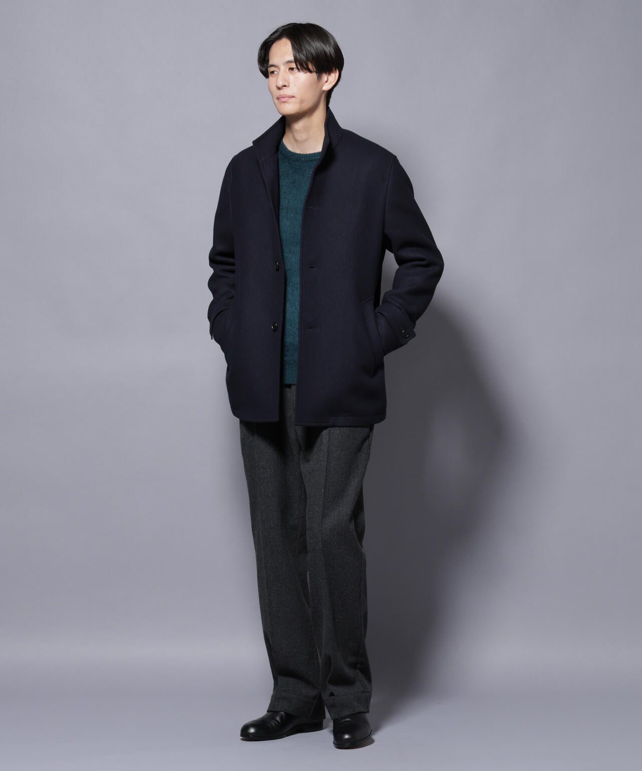 ウール/Nメルトンスタンドカラーコート 6725211208