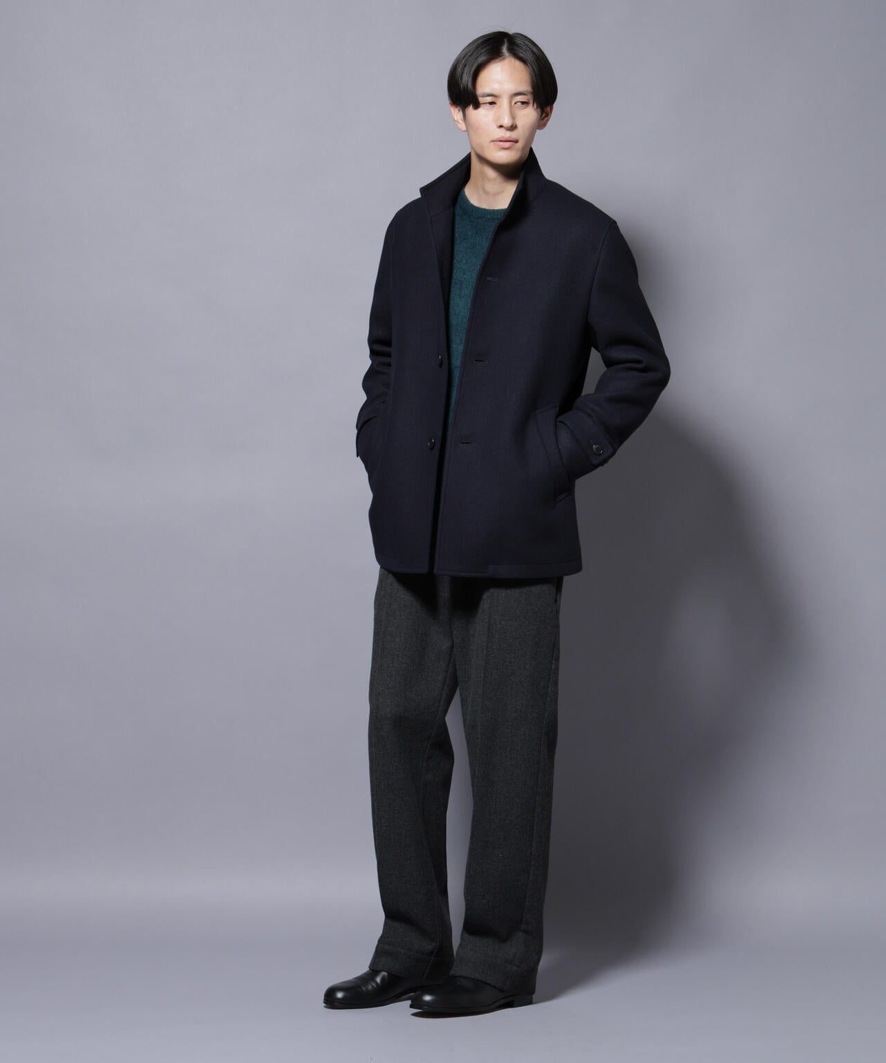 ウール/Nメルトンスタンドカラーコート 6725211208