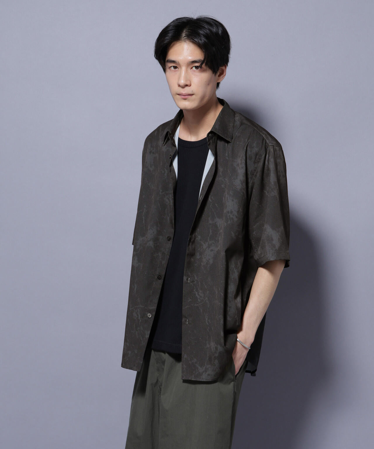 ストーンパターン半袖シャツ 6725221206