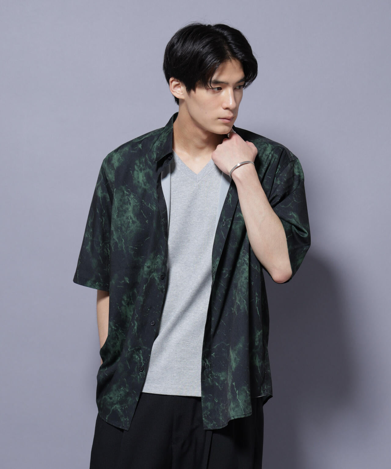 ストーンパターン半袖シャツ 6725221206