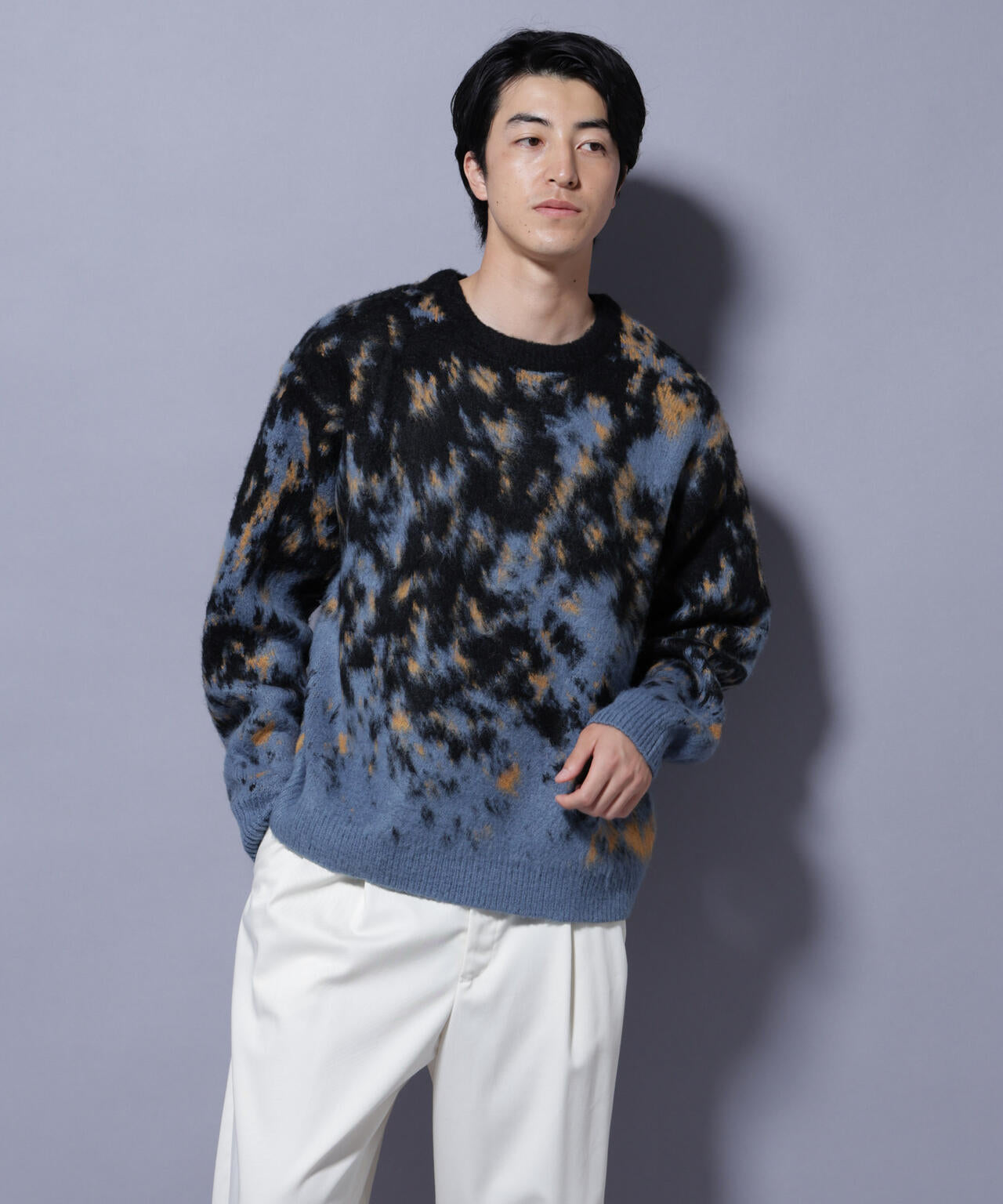 アート柄クルーネックニット2 ブライトカラー 6725222211