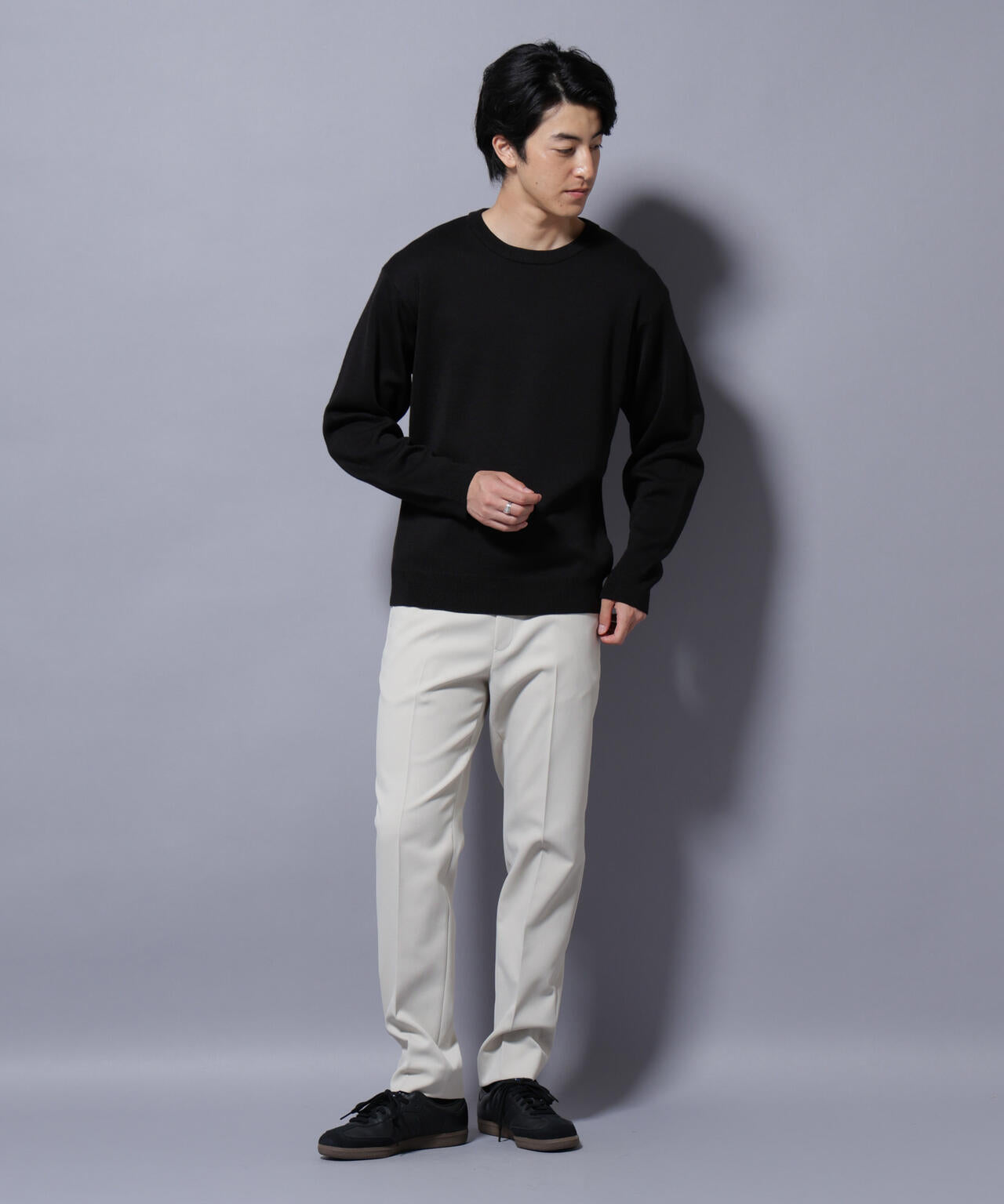 タスマニアウールミックス ミラノリブリラックスクルーネックニット 6725222222