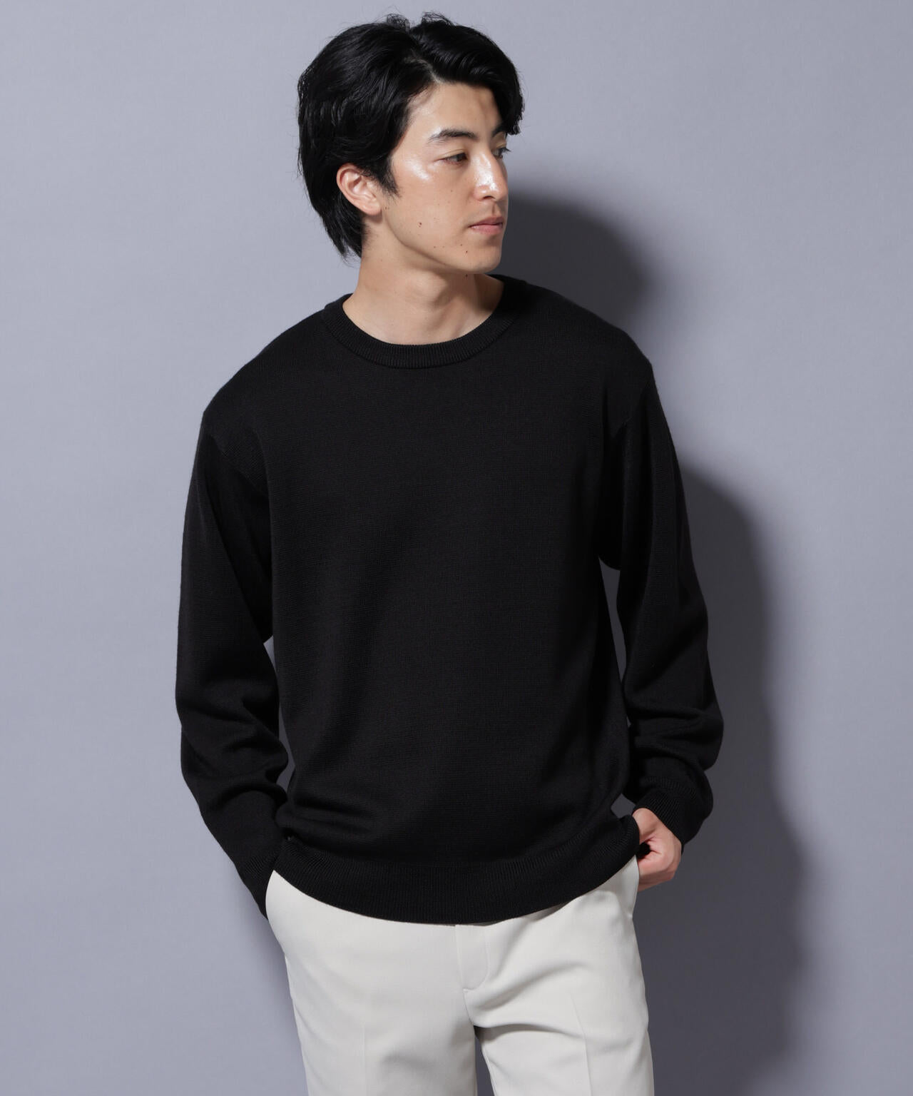 タスマニアウールミックス ミラノリブリラックスクルーネックニット 6725222222