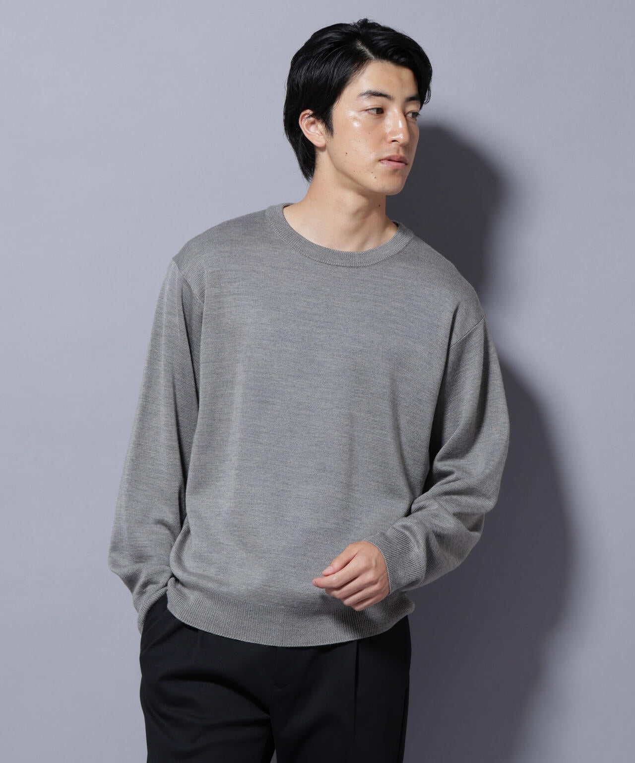 タスマニアウールミックス ミラノリブリラックスクルーネックニット 6725222222