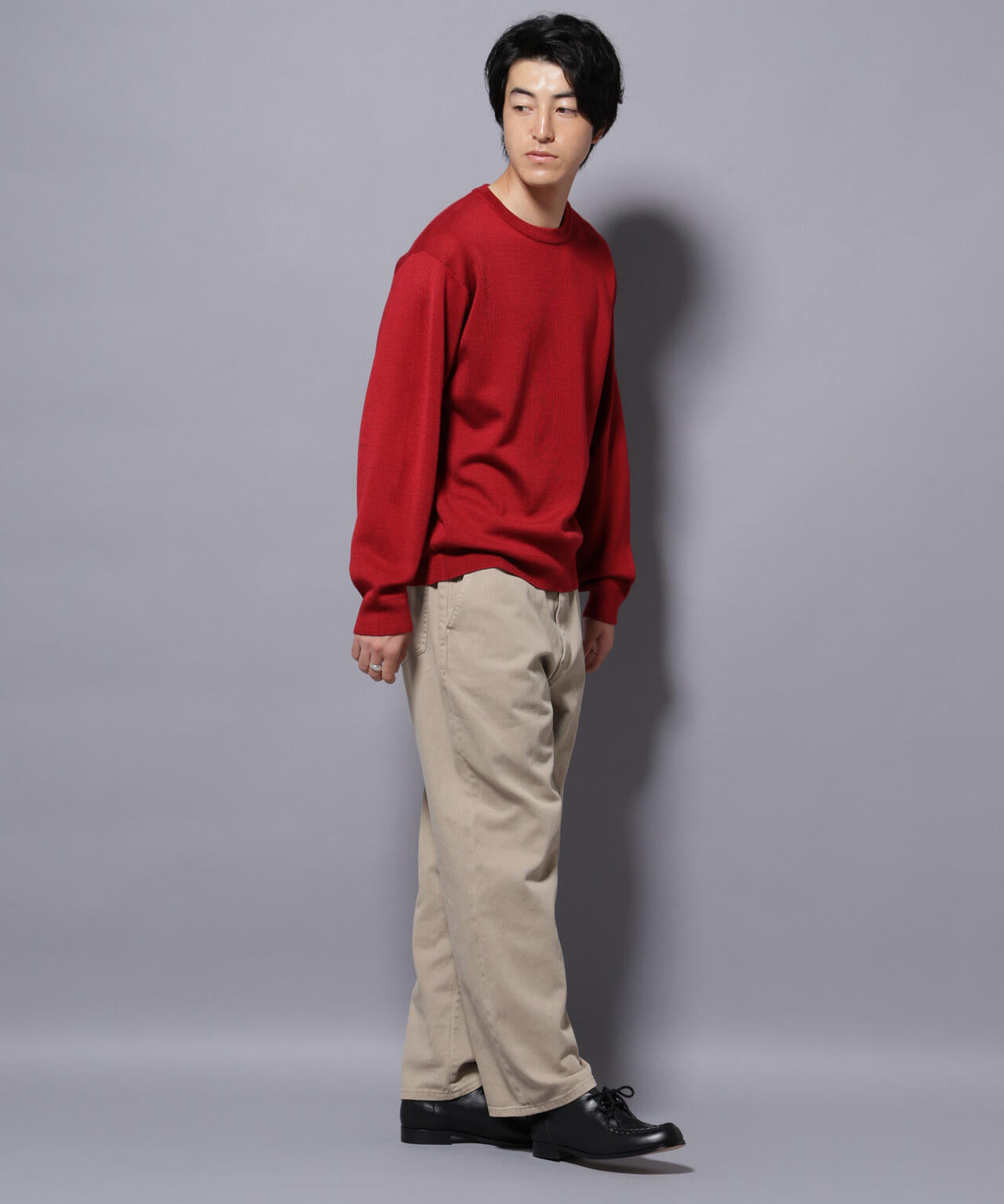 タスマニアウールミックス ミラノリブリラックスクルーネックニット 6725222222