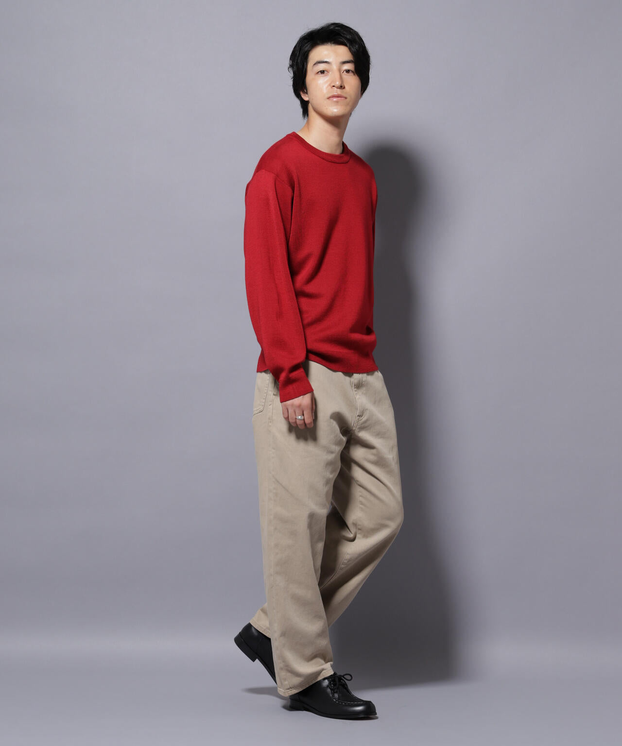 タスマニアウールミックス ミラノリブリラックスクルーネックニット 6725222222