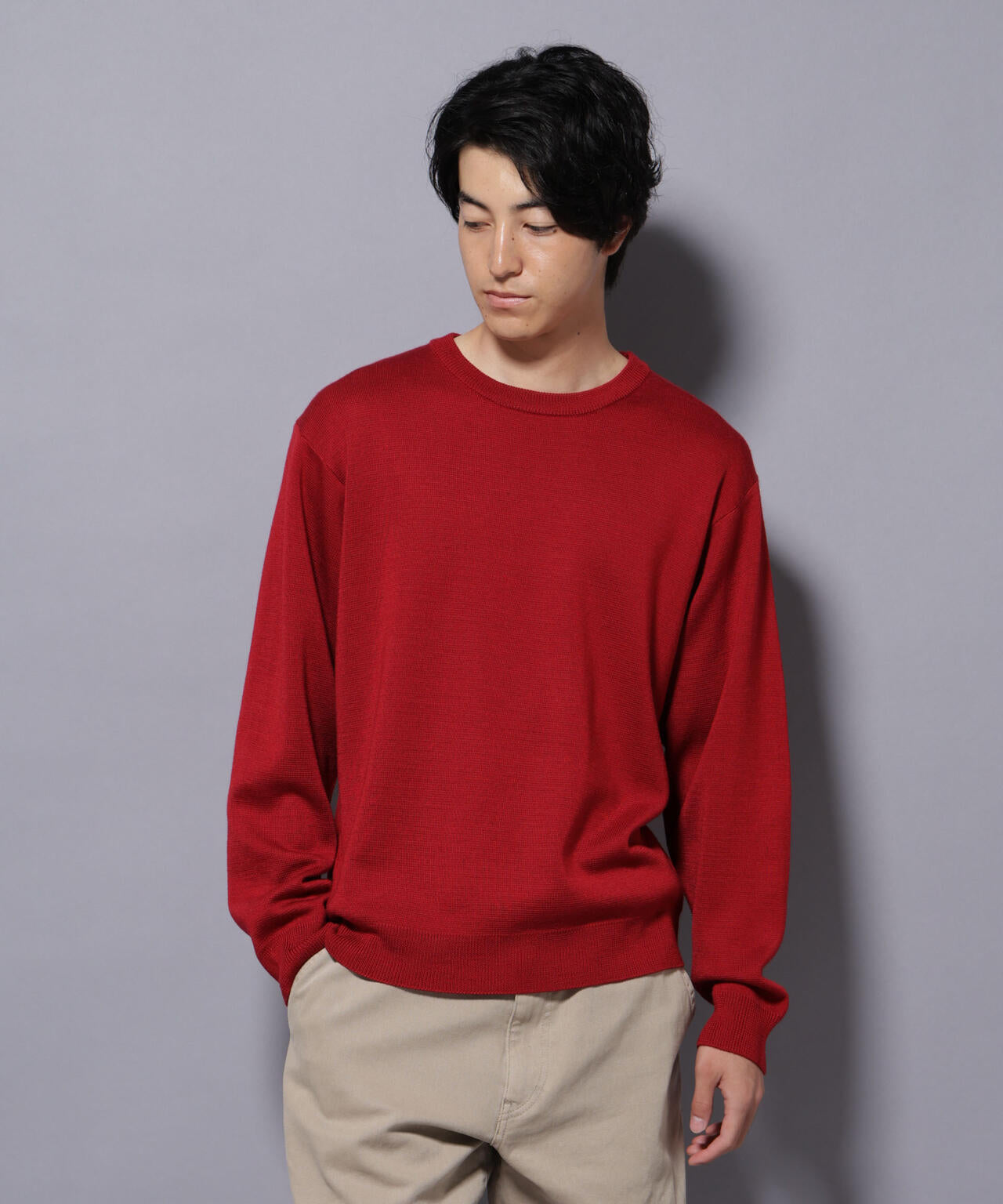 タスマニアウールミックス ミラノリブリラックスクルーネックニット 6725222222