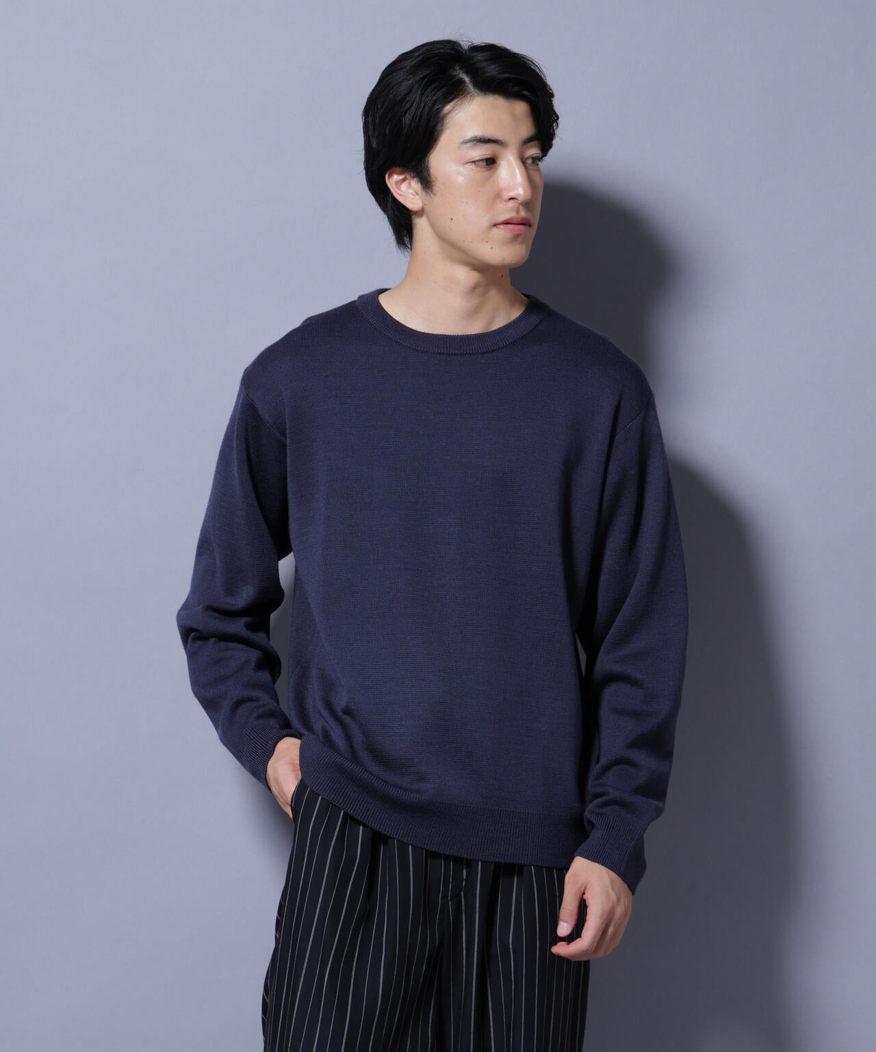 タスマニアウールミックス ミラノリブリラックスクルーネックニット 6725222222