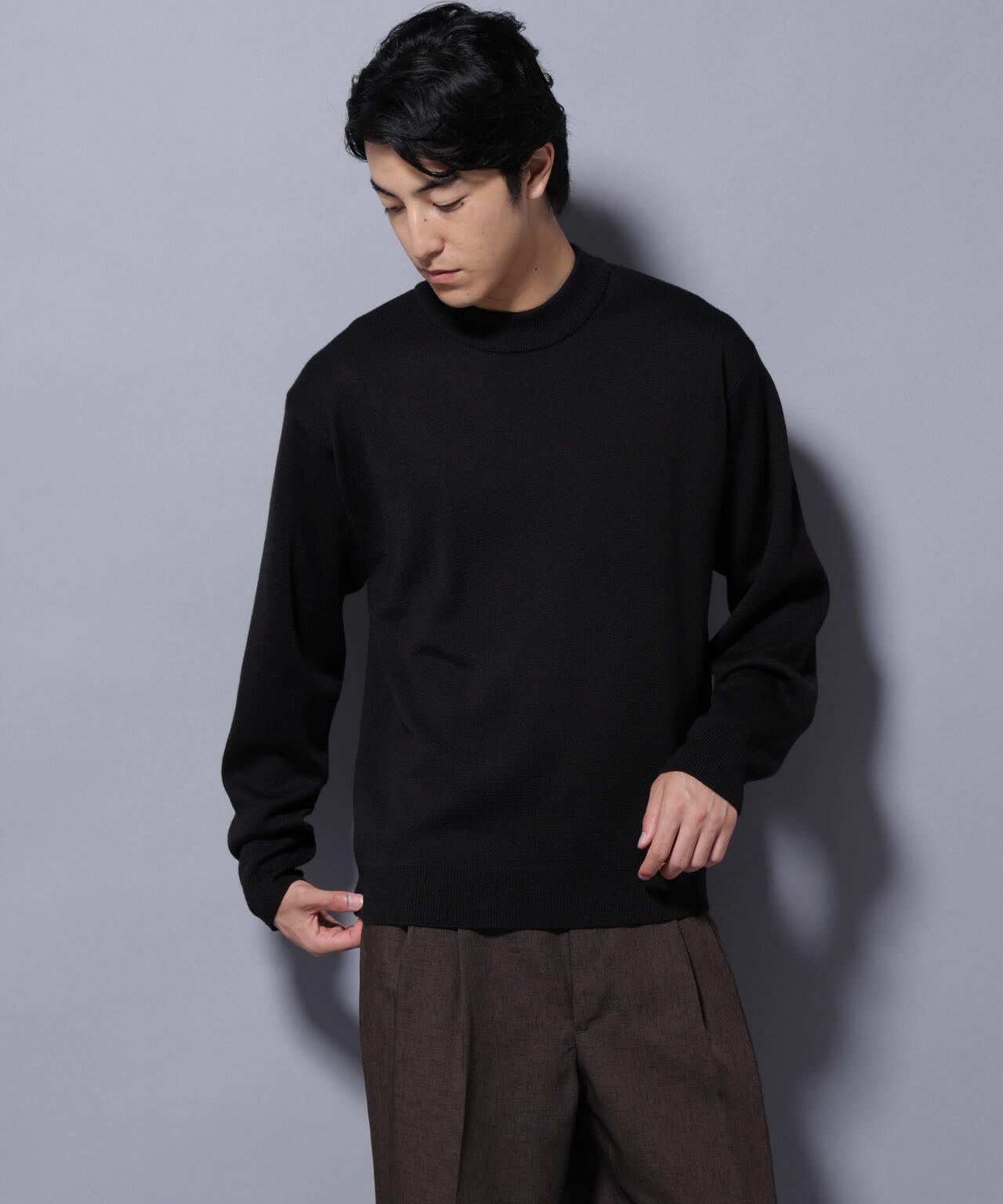 タスマニアウールミックス ミラノリブリラックスモックネックニット 6725222223