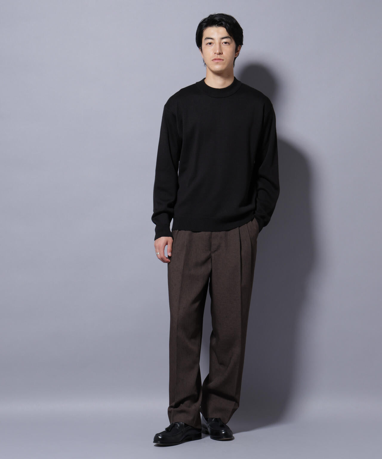 タスマニアウールミックス ミラノリブリラックスモックネックニット 6725222223