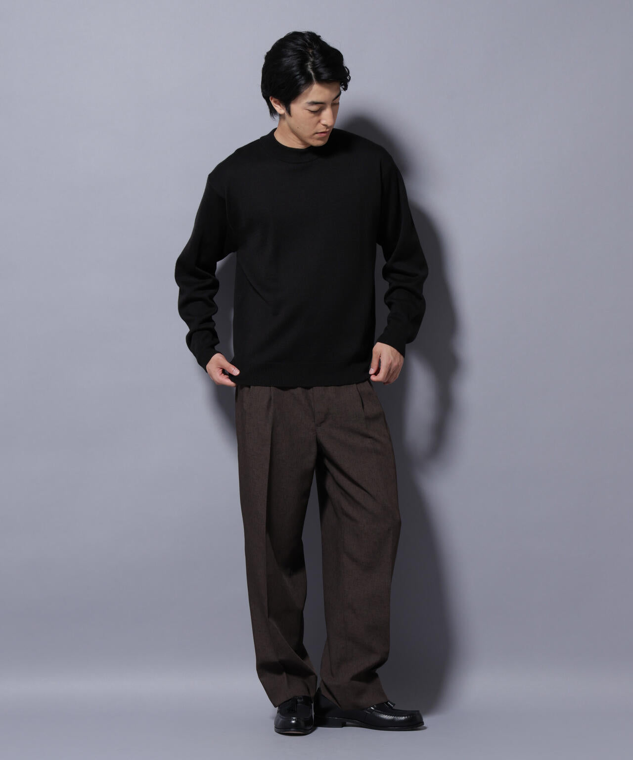 タスマニアウールミックス ミラノリブリラックスモックネックニット 6725222223