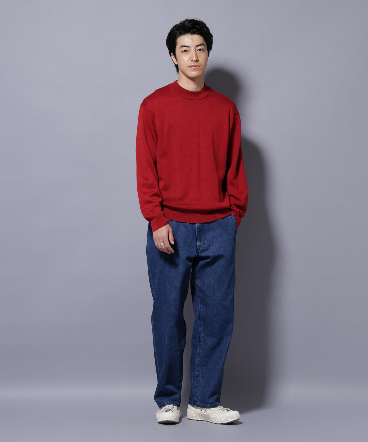 タスマニアウールミックス ミラノリブリラックスモックネックニット 6725222223