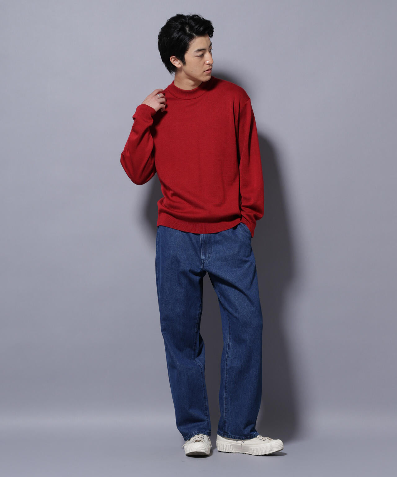 タスマニアウールミックス ミラノリブリラックスモックネックニット 6725222223