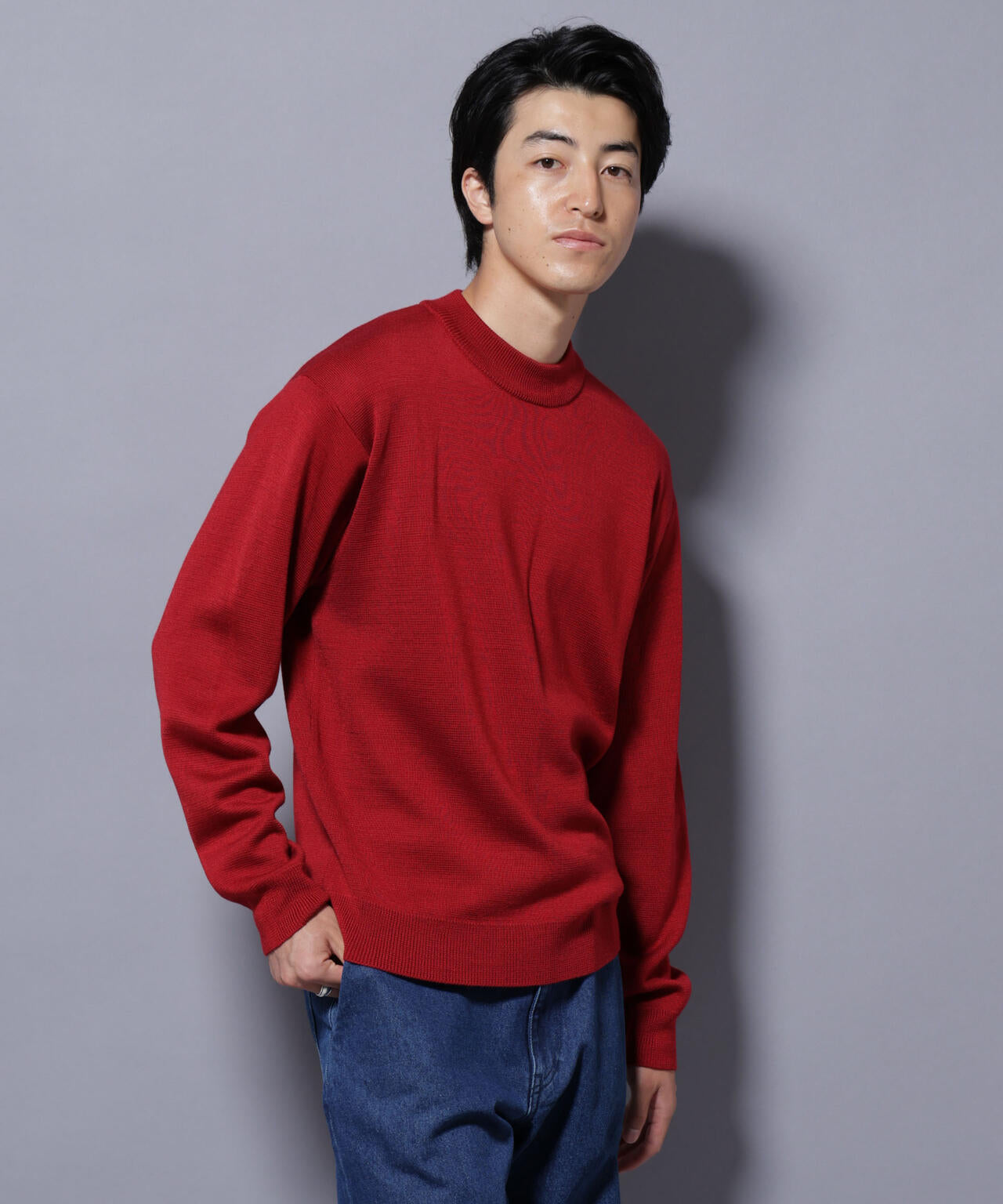 タスマニアウールミックス ミラノリブリラックスモックネックニット 6725222223