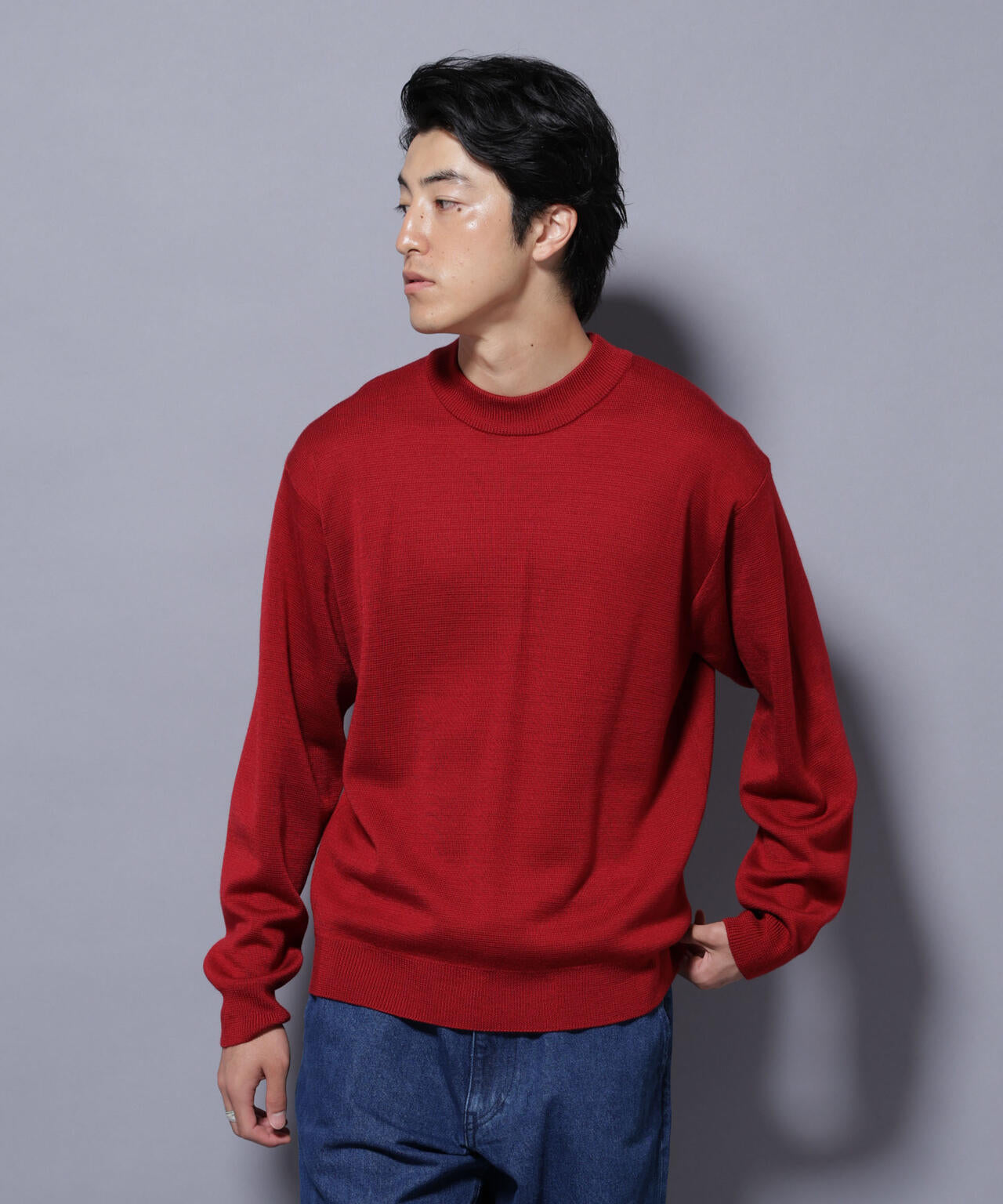 タスマニアウールミックス ミラノリブリラックスモックネックニット