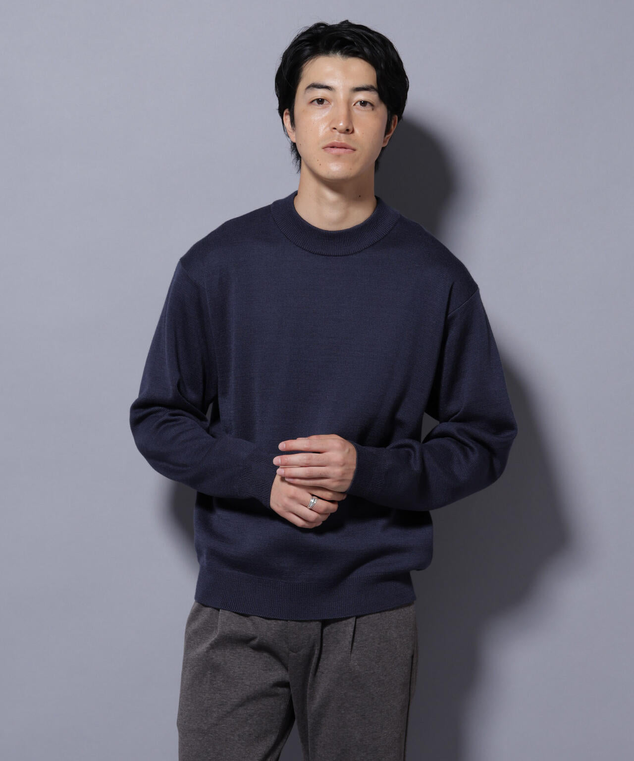 タスマニアウールミックス ミラノリブリラックスモックネックニット 6725222223