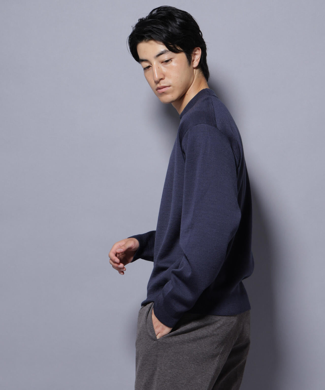 タスマニアウールミックス ミラノリブリラックスモックネックニット 6725222223