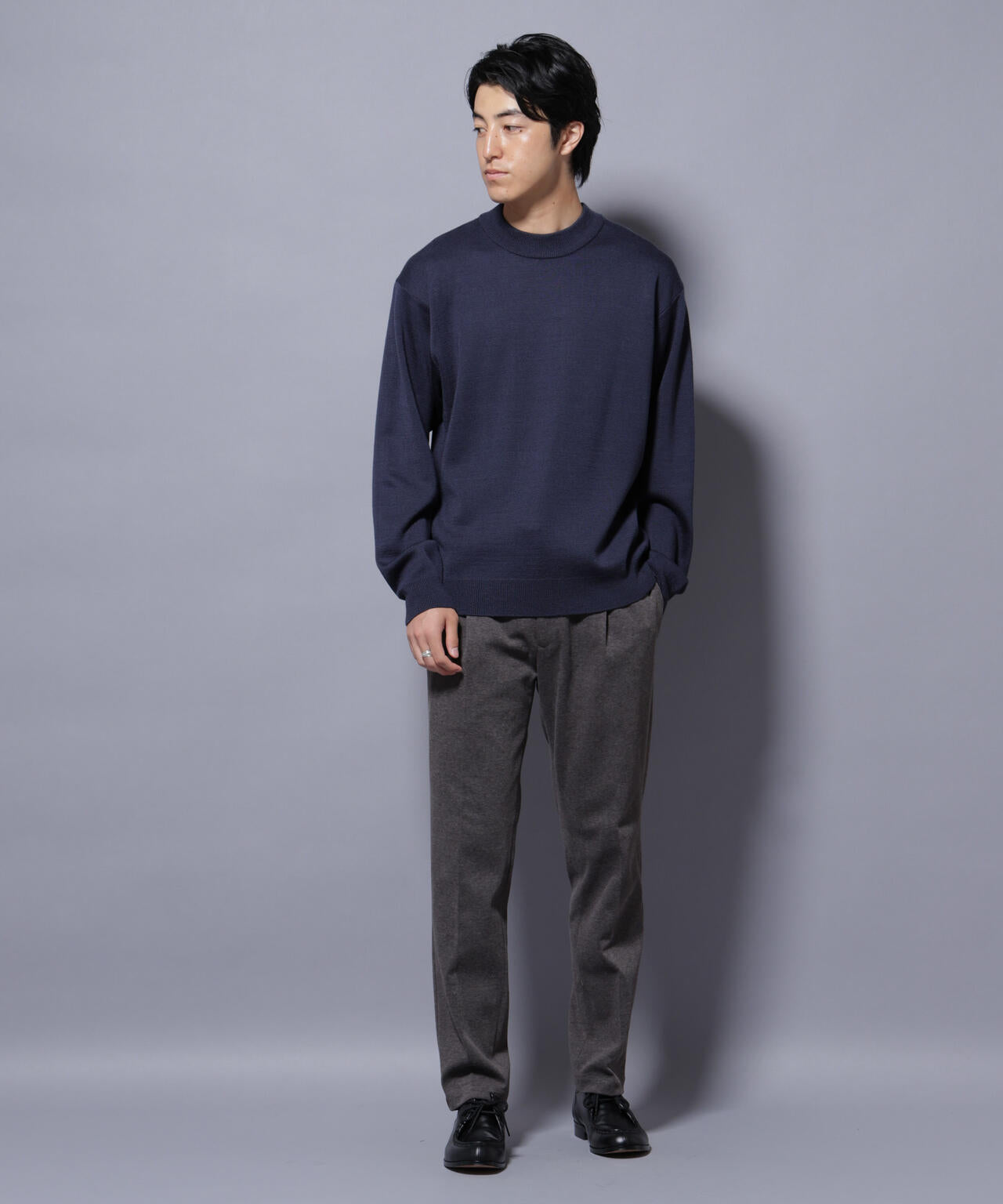 タスマニアウールミックス ミラノリブリラックスモックネックニット 6725222223