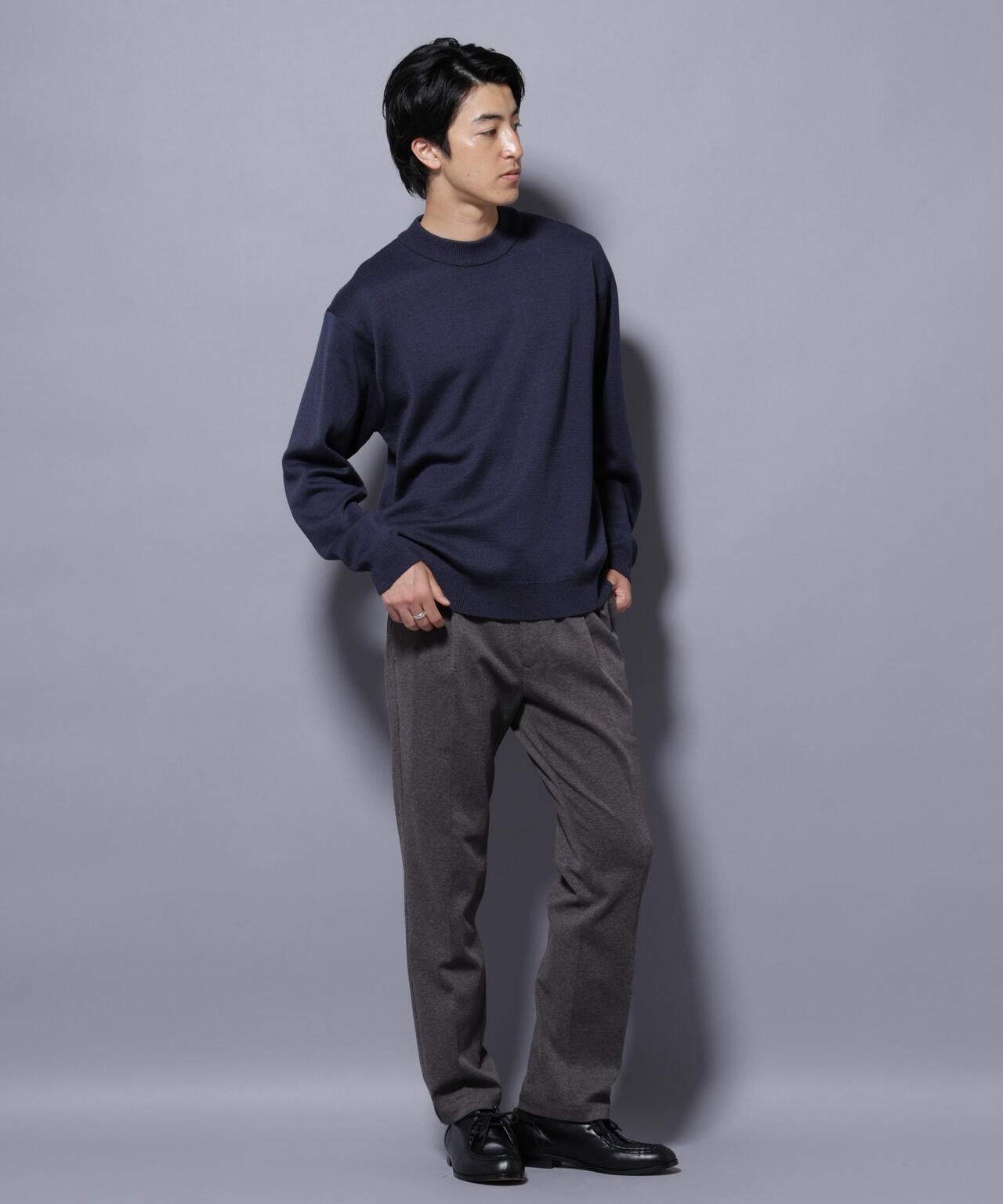 タスマニアウールミックス ミラノリブリラックスモックネックニット 6725222223