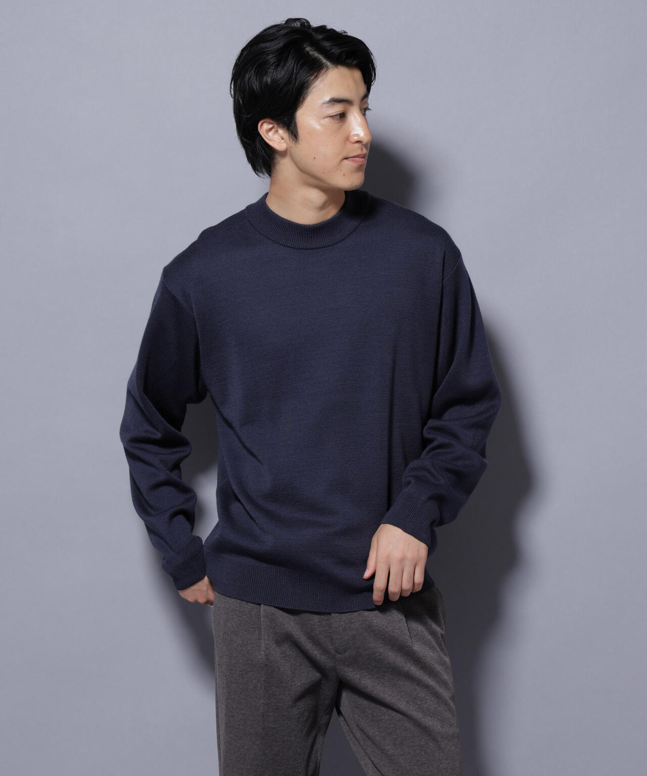 タスマニアウールミックス ミラノリブリラックスモックネックニット 6725222223