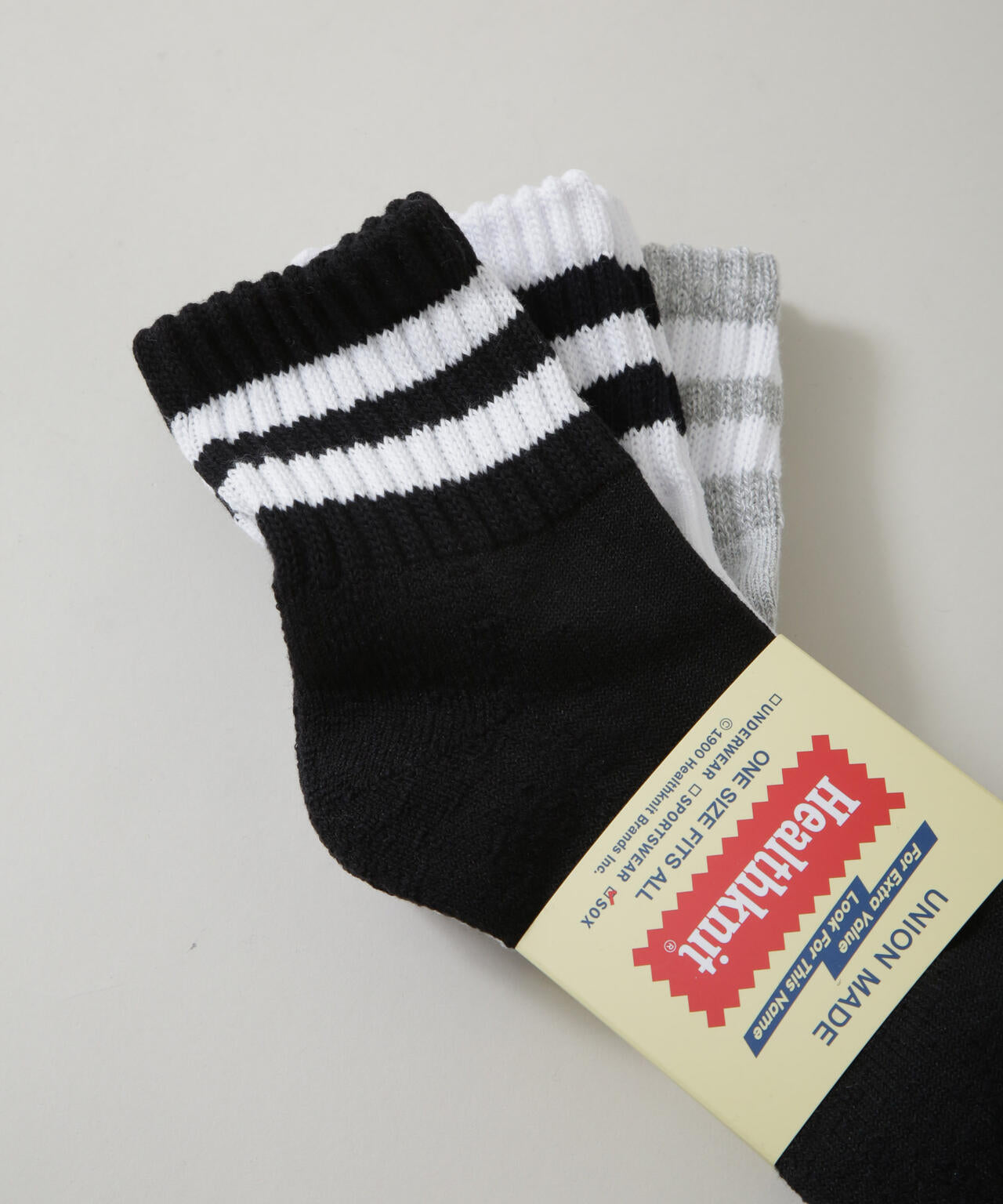 Healthknit/シンカーモノトーン2本ライン ソックス 3足セット 6725251021