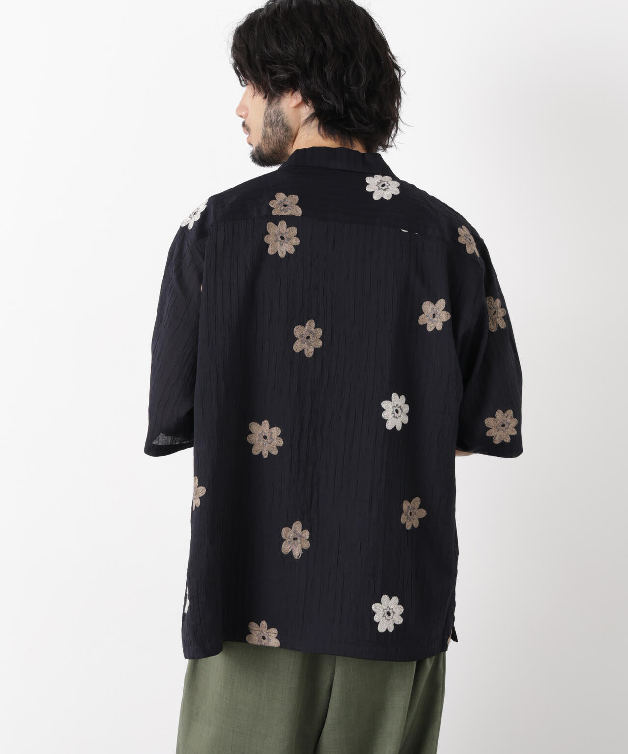 フラワー刺繍シャツ 半袖 6726121217
