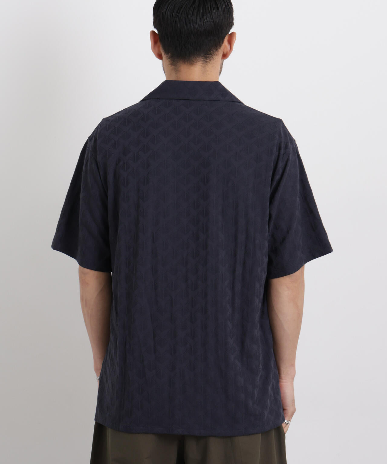 WEB限定/ジャガードオープンカラーシャツ 半袖 6726121219