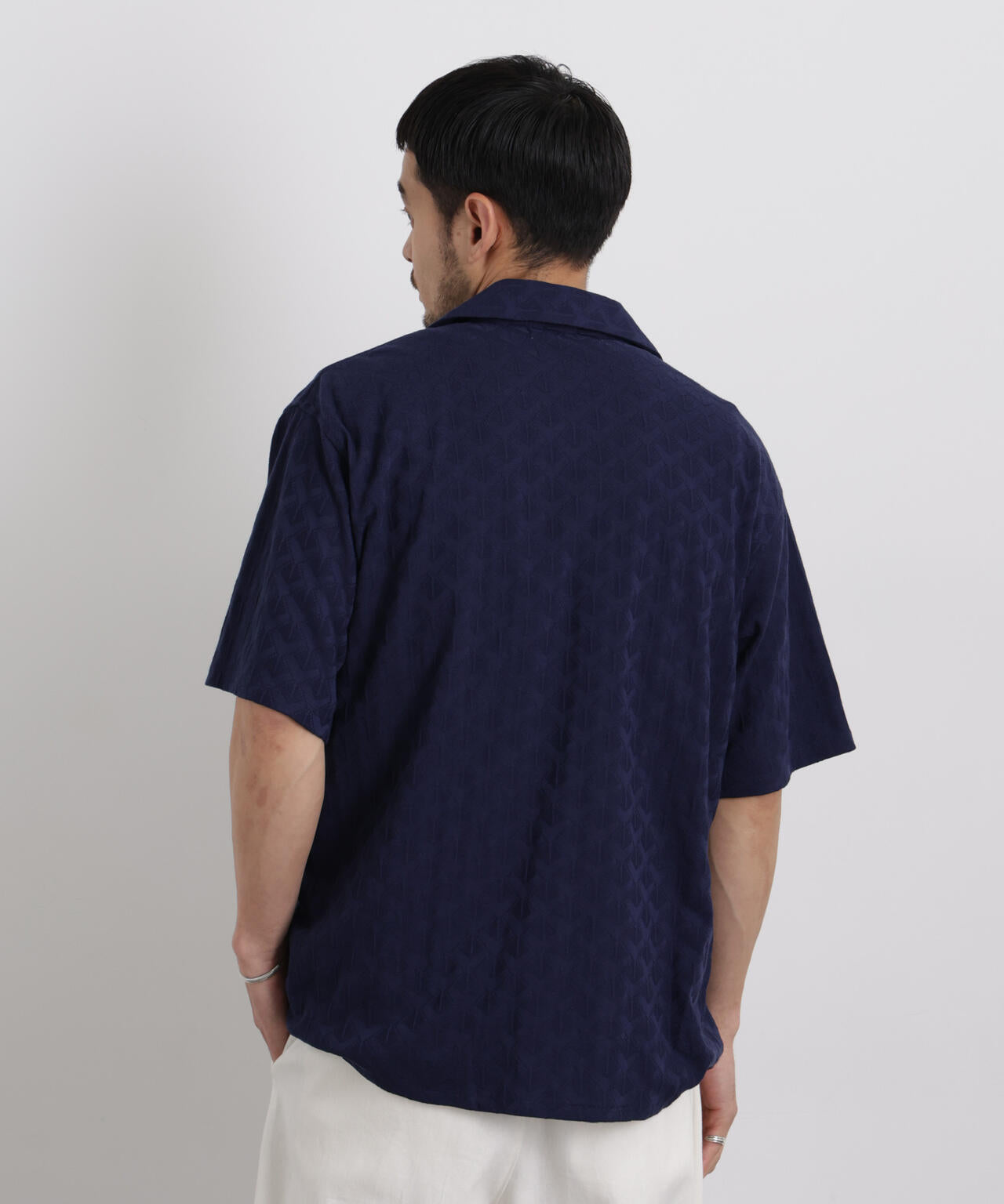 WEB限定/ジャガードオープンカラーシャツ 半袖 6726121219