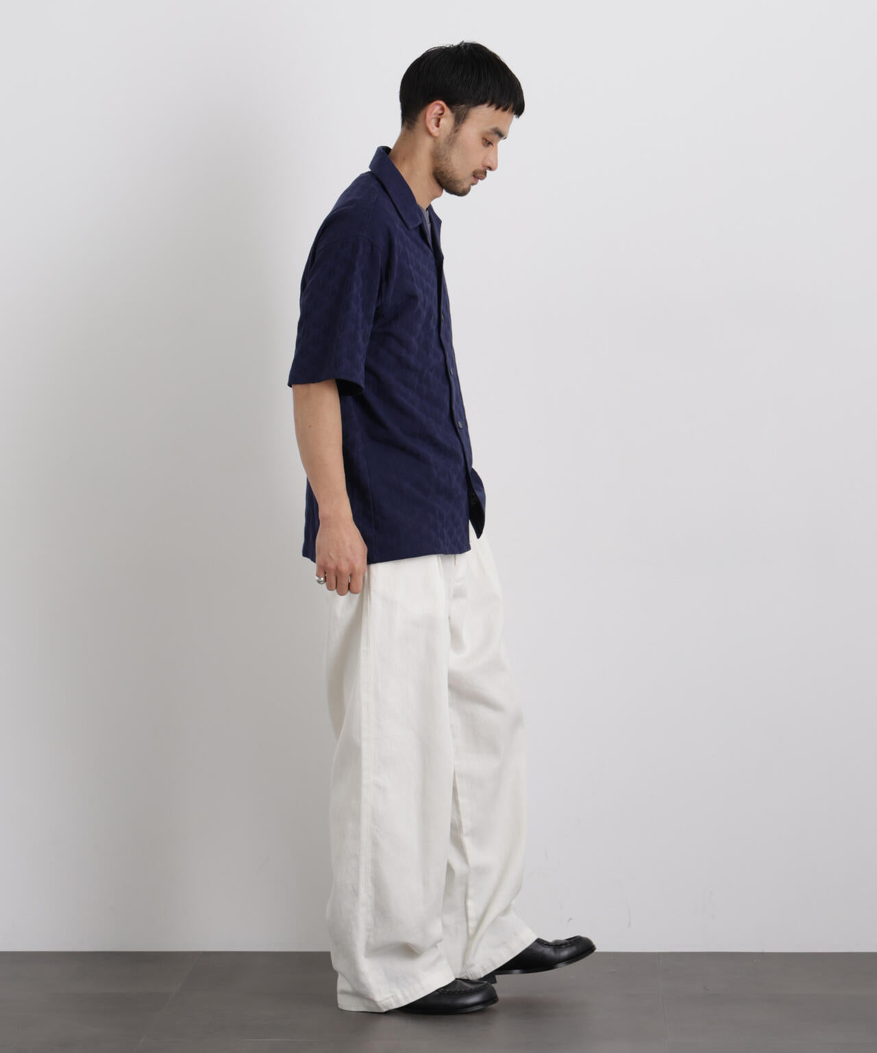 WEB限定/ジャガードオープンカラーシャツ 半袖 6726121219