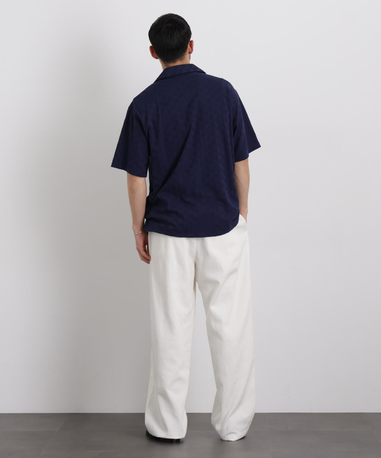 WEB限定/ジャガードオープンカラーシャツ 半袖 6726121219