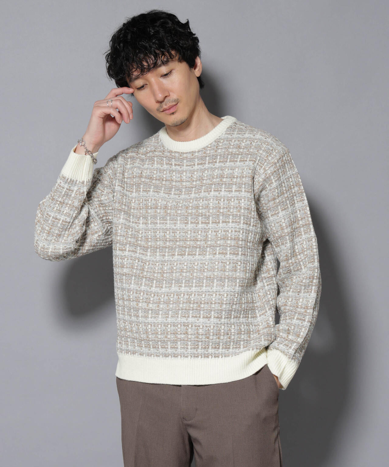 ツイードジャガードニット