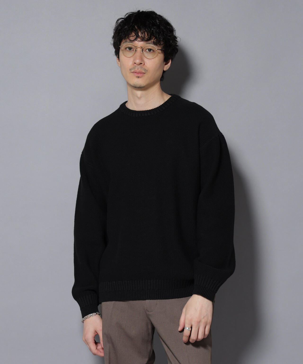 コットンMIXバルキーカノコクルーネックニット 6726122209