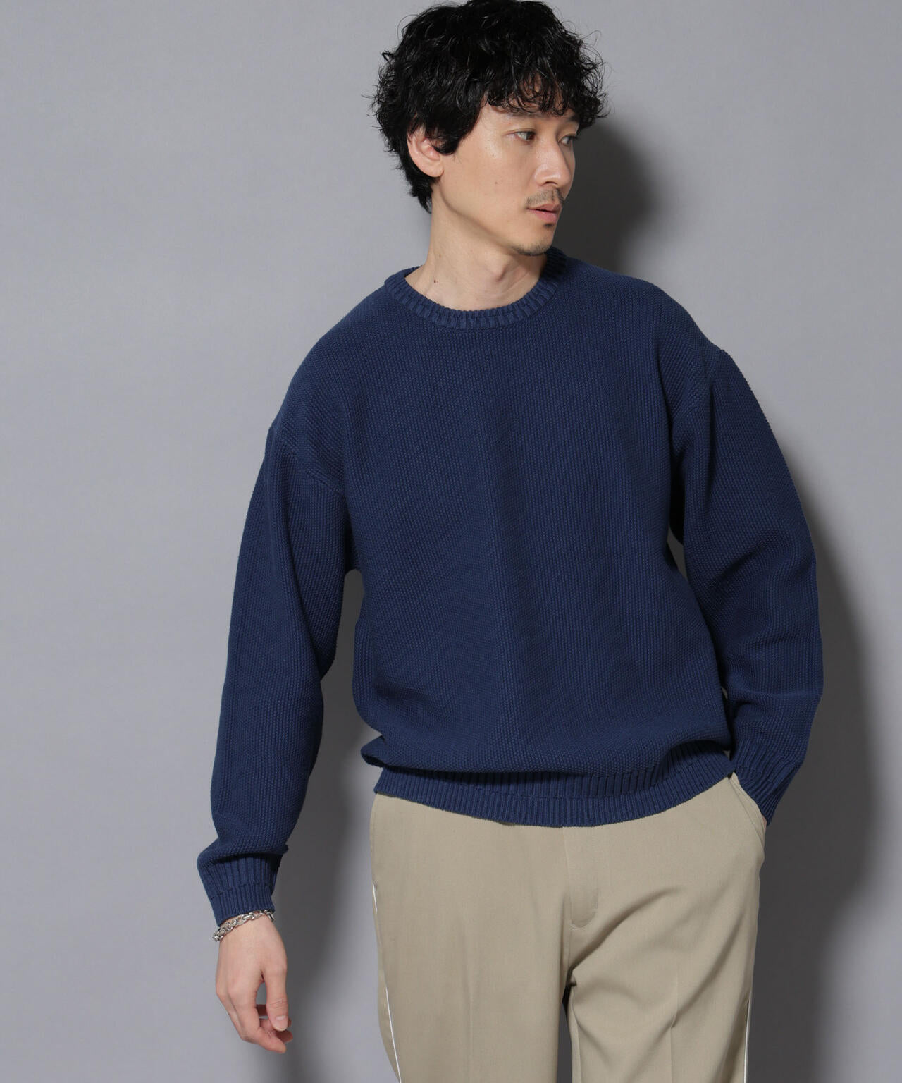 コットンMIXバルキーカノコクルーネックニット 6726122209