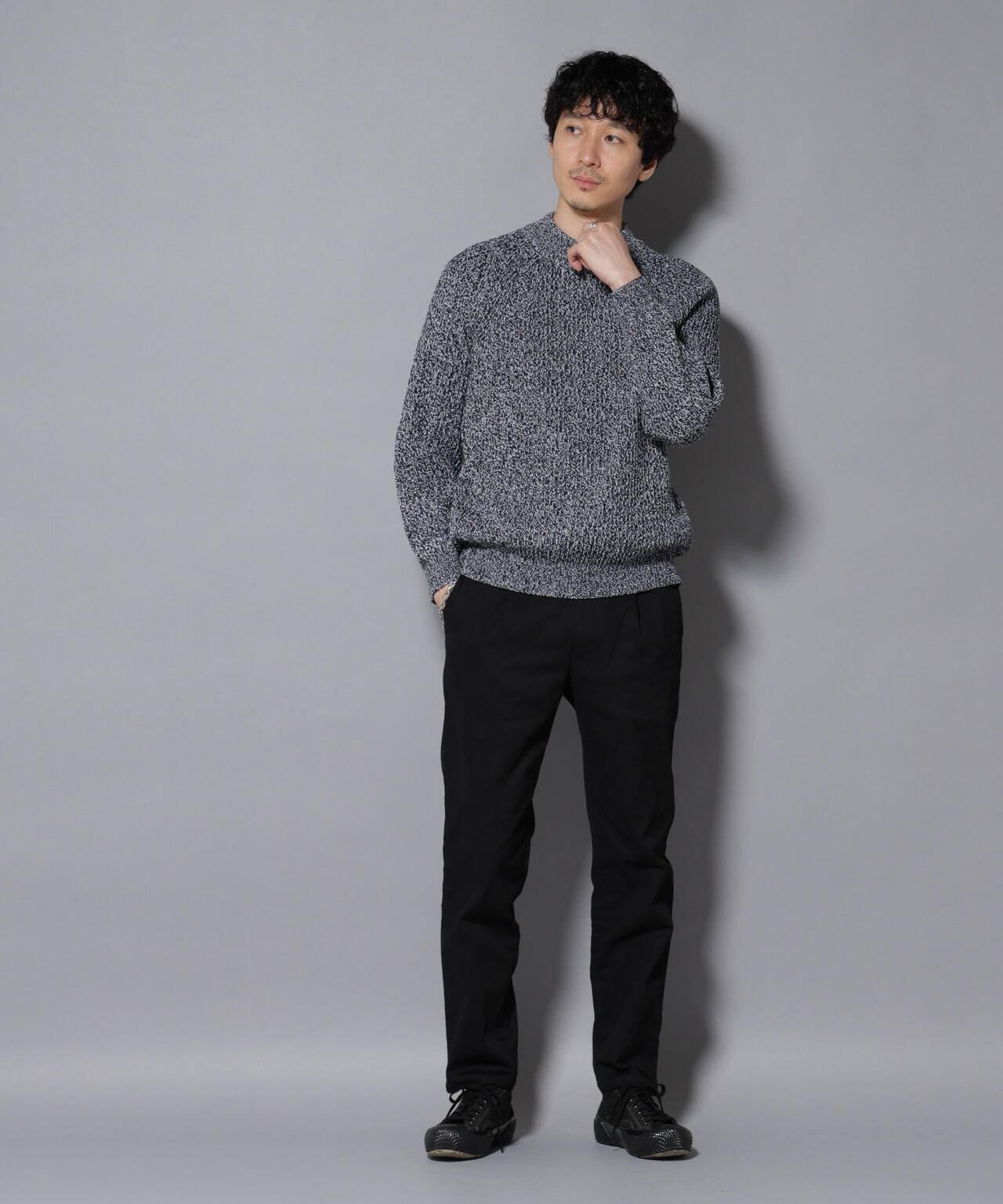 コットンMIXバルキーモックネックニット 6726122210