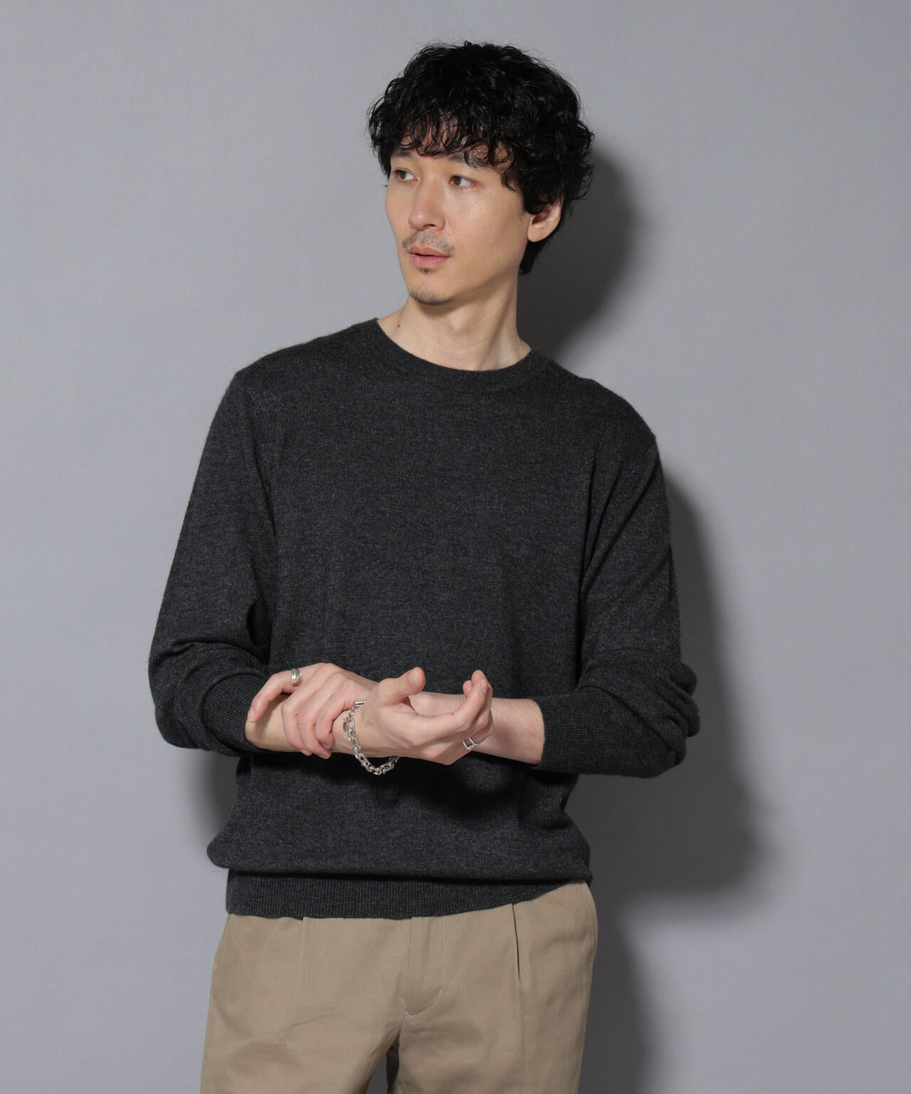 カシミヤミックスクルーネックニット 6726122212