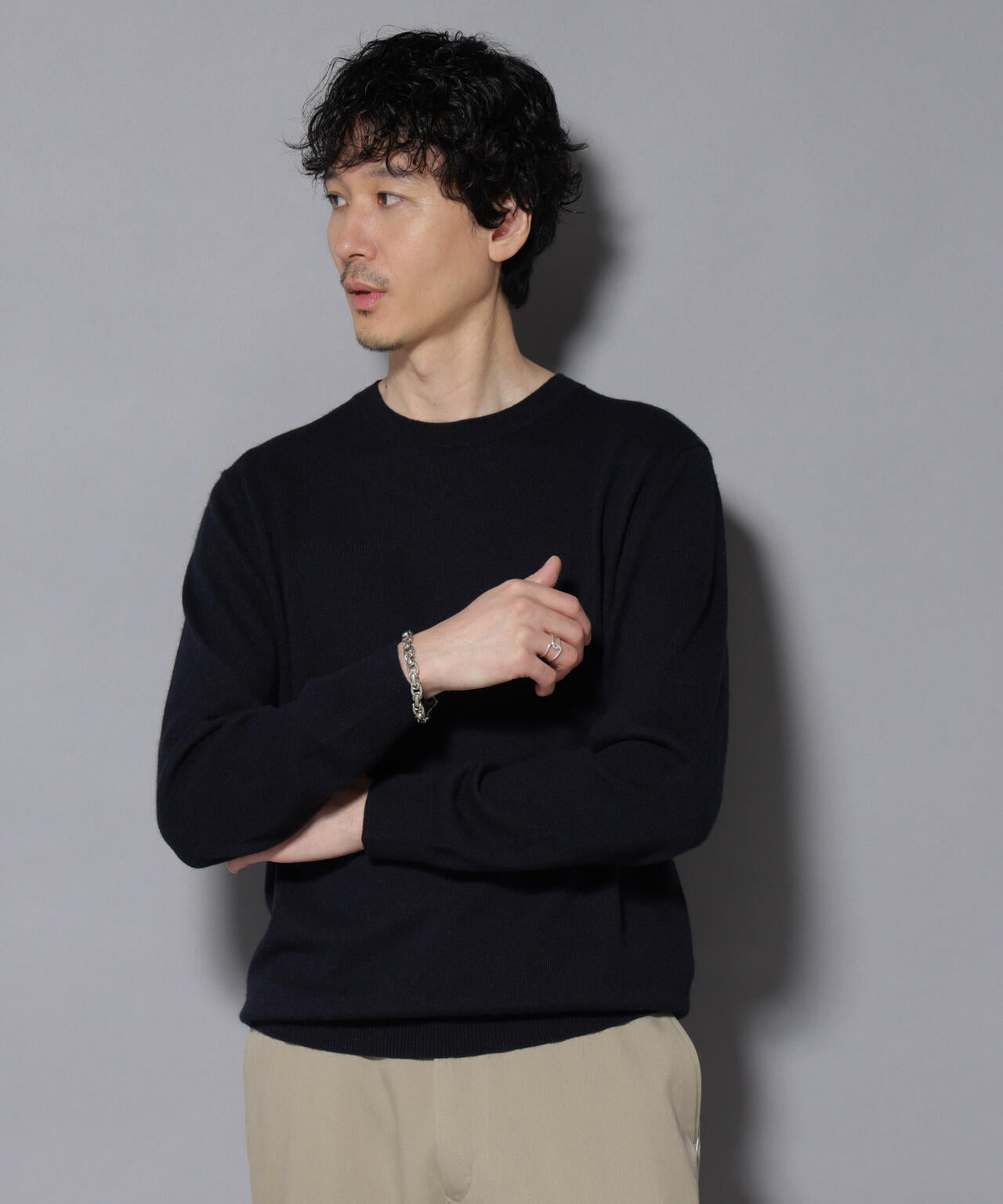 カシミヤミックスクルーネックニット 6726122212