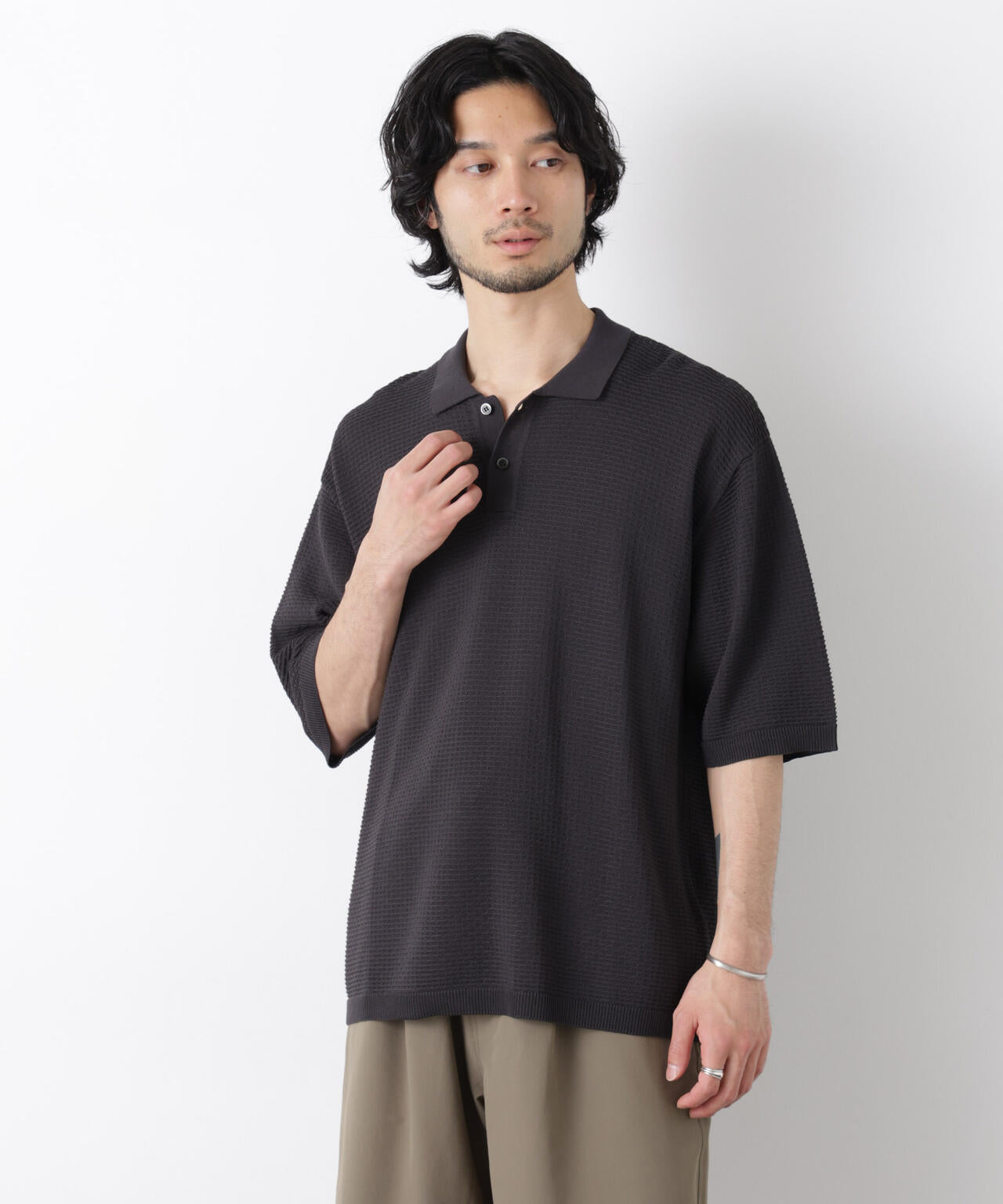 エアリードレープ ニットポロシャツ 半袖 6726122214