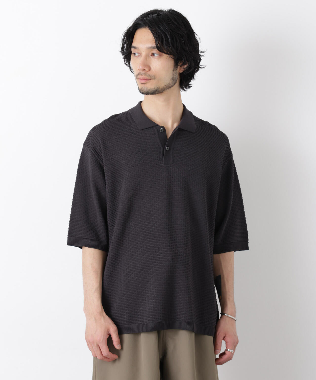 エアリードレープ ニットポロシャツ 半袖