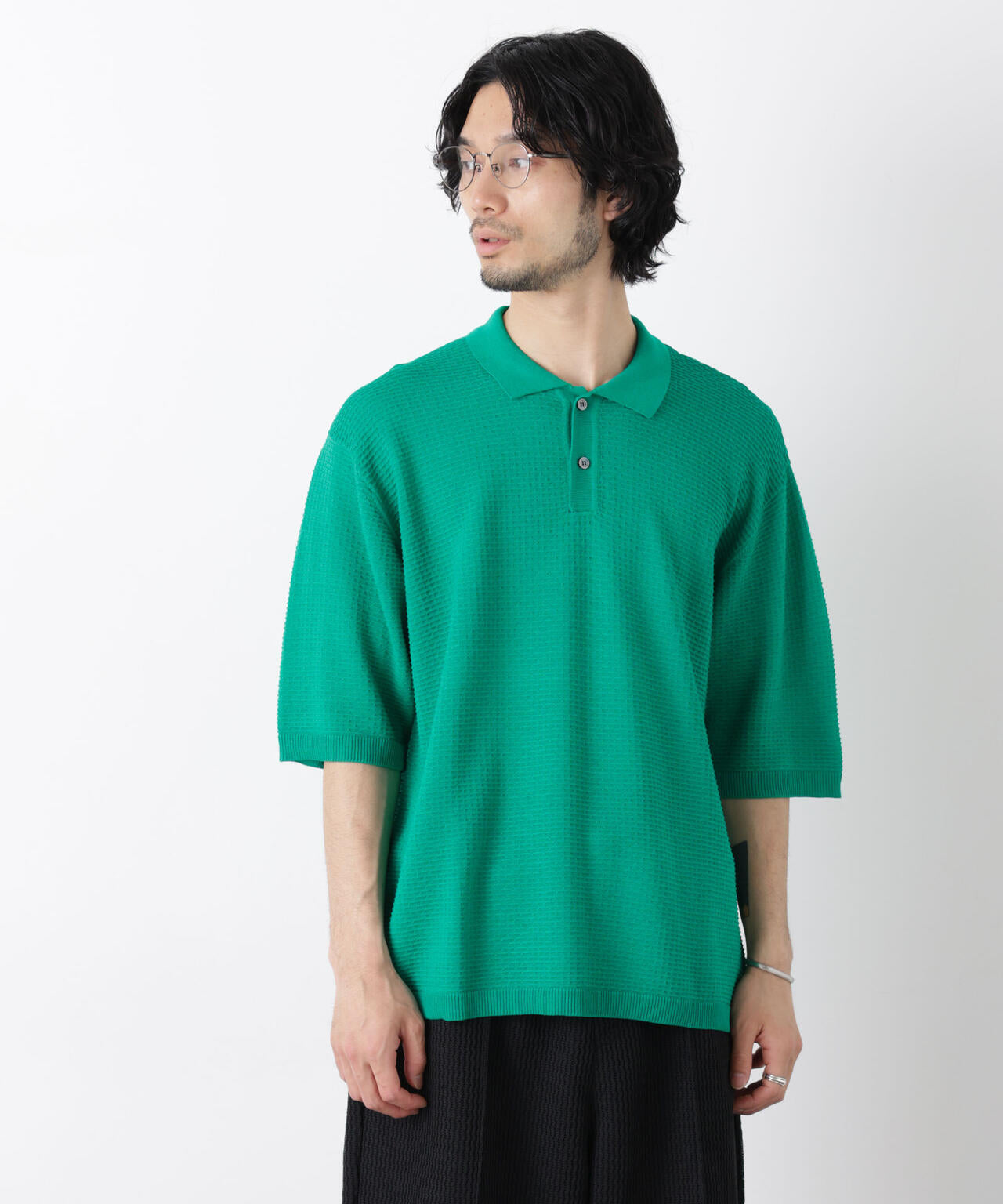 エアリードレープ ニットポロシャツ 半袖 6726122214