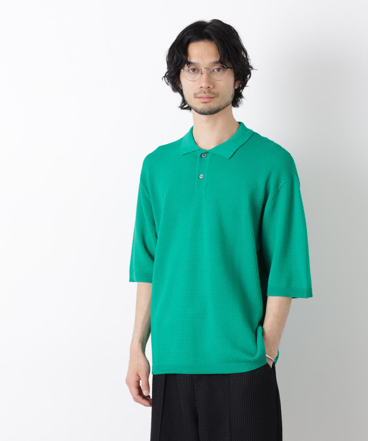 エアリードレープ ニットポロシャツ 半袖 6726122214