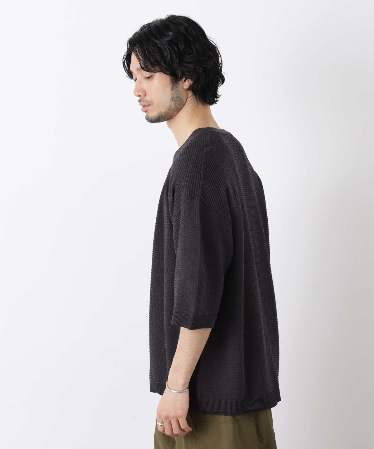 エアリードレープ ニットカーディガン 5分袖 6726122216