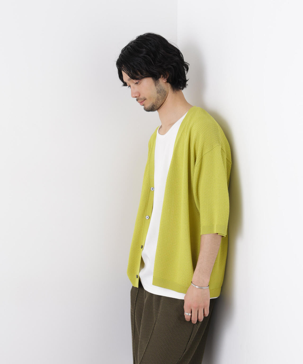 エアリードレープ ニットカーディガン 5分袖 6726122216