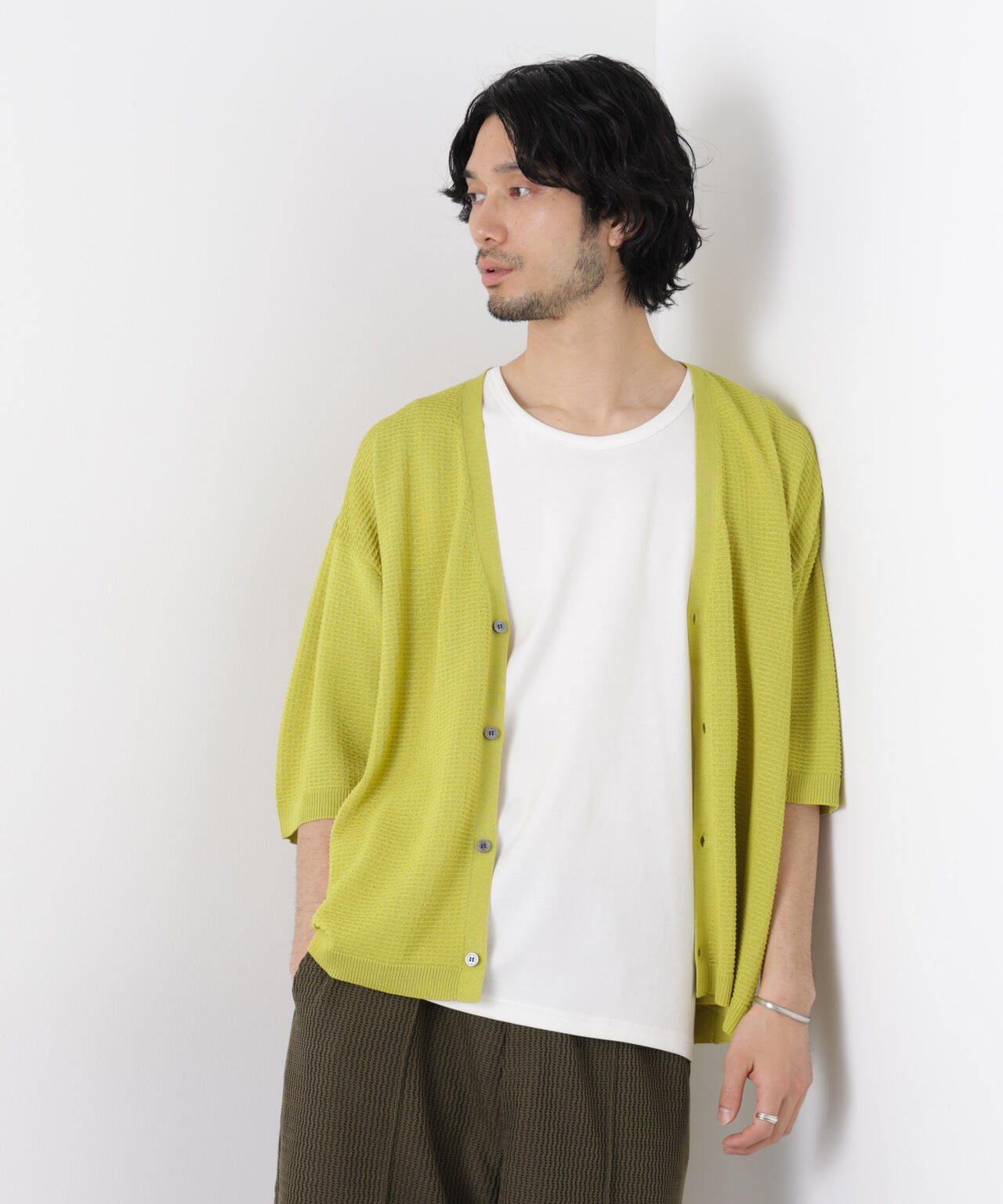 エアリードレープ ニットカーディガン 5分袖