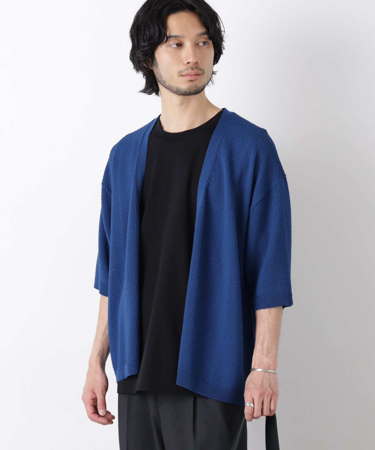 エアリードレープ ニットカーディガン 5分袖 6726122216