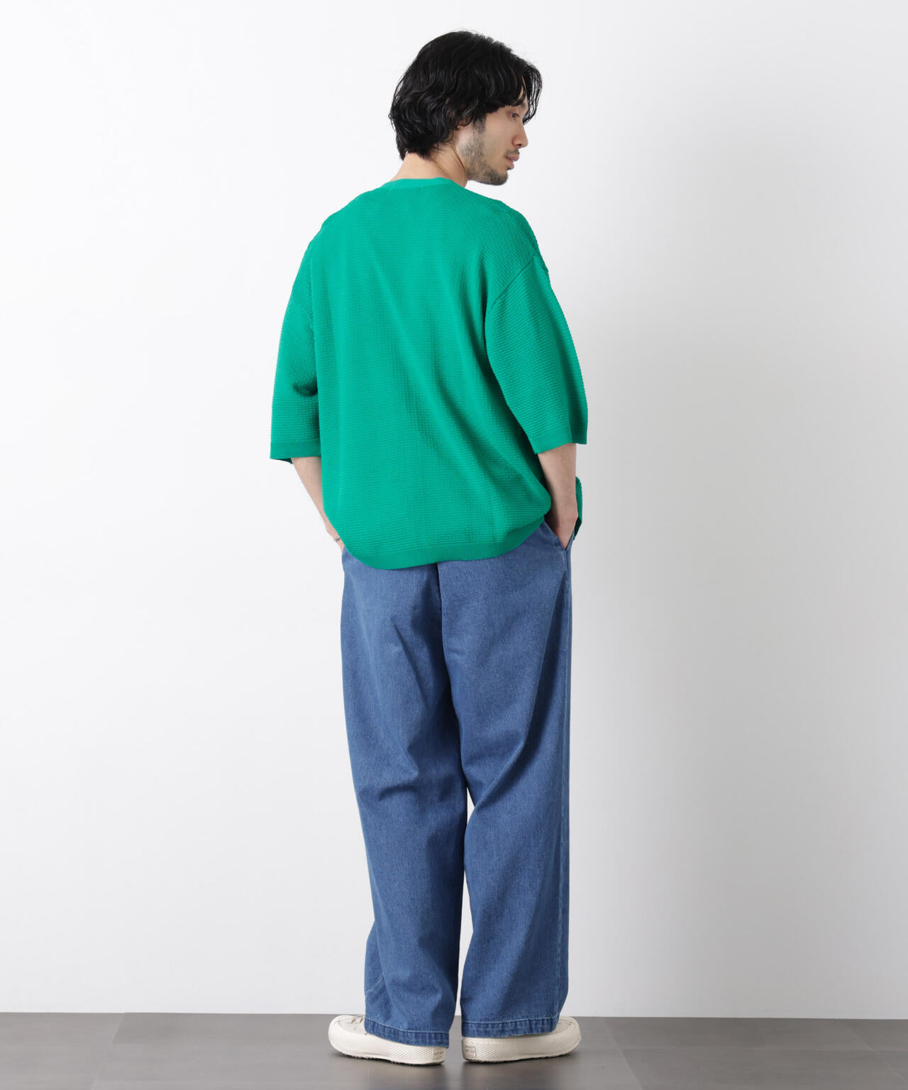 エアリードレープ ニットカーディガン 5分袖 6726122216