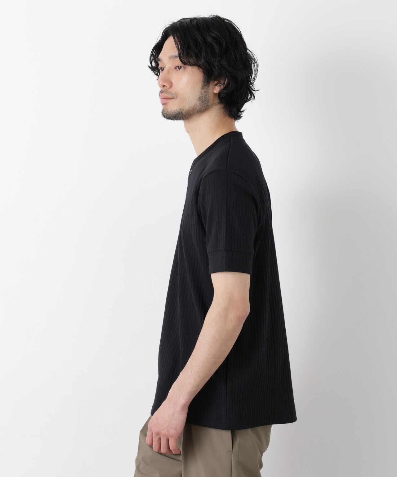 ワイドリブスタンダードヘンリーネックTシャツ 半袖 6726124214